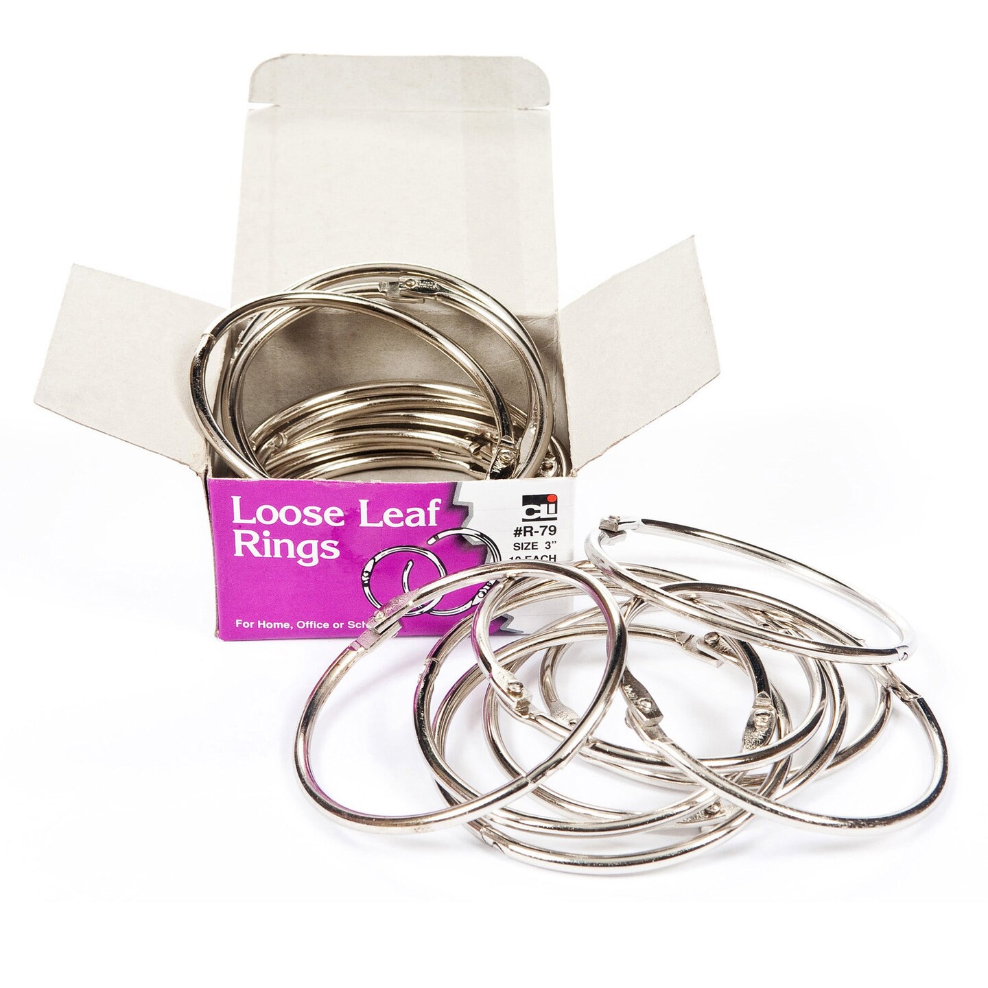 Book Rings, 3&#x22;, Box of 10
