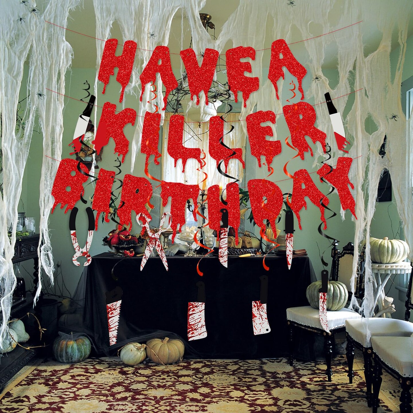 Halloween Horror Birthday Party Decorations, Halloween Bloody Horror Movie Birthday Party Decorations, Halloween Zombie Vampire Party Decorations