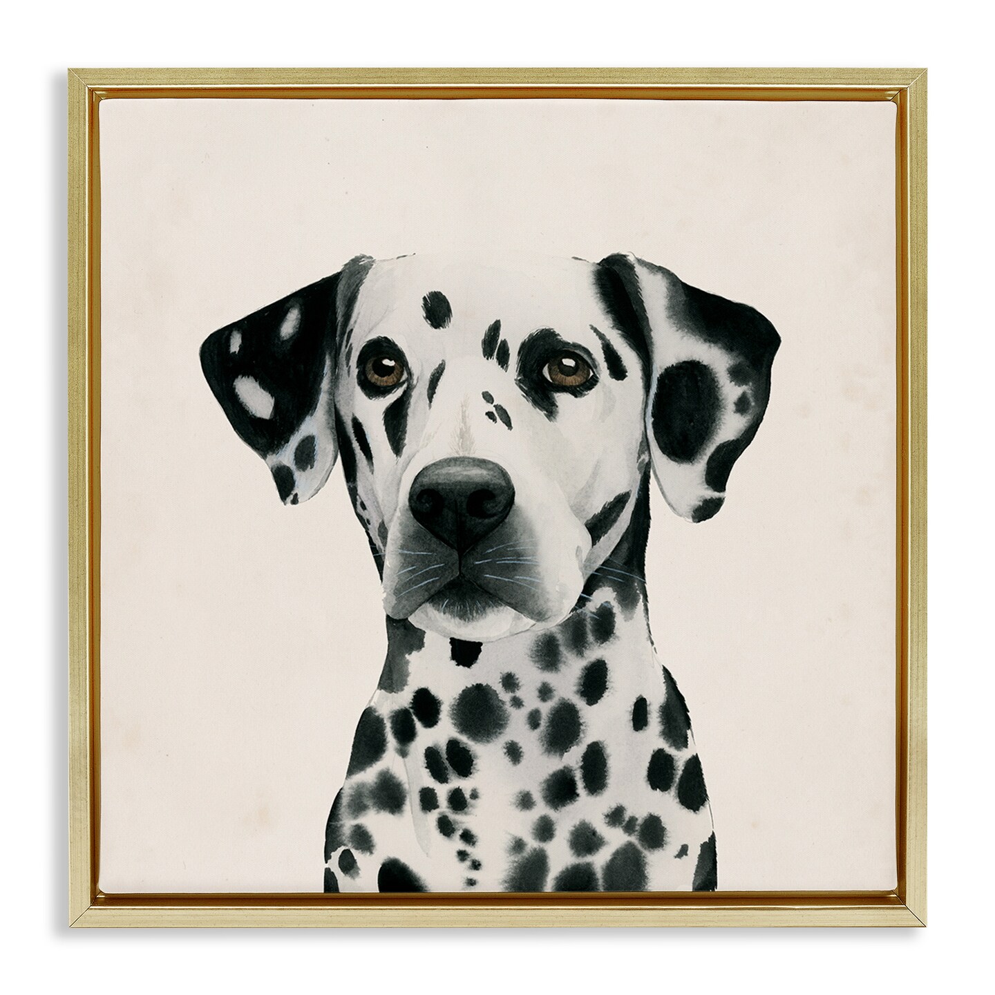 Stupell Industries Traditional Dalmatian Portrait Framed Floater Canvas  Wall Art