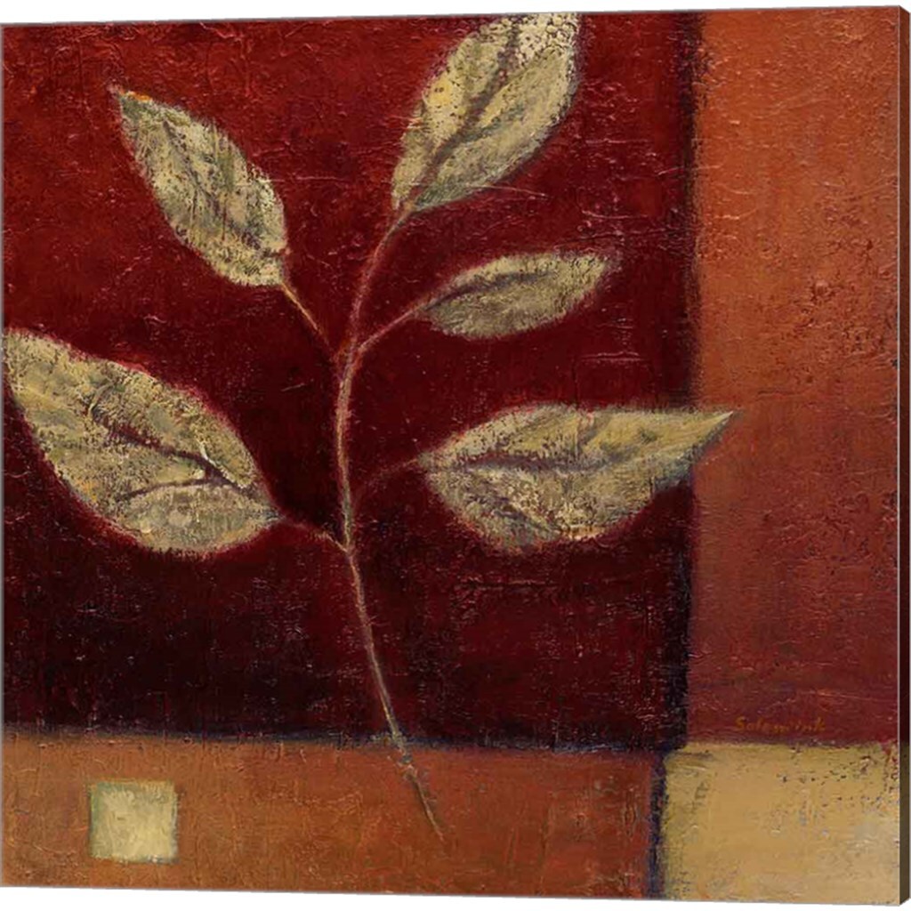 Crimson Leaf Study by Ursula Salemink-Roos 14" x 14" Canvas Wall Art (Set of 2)