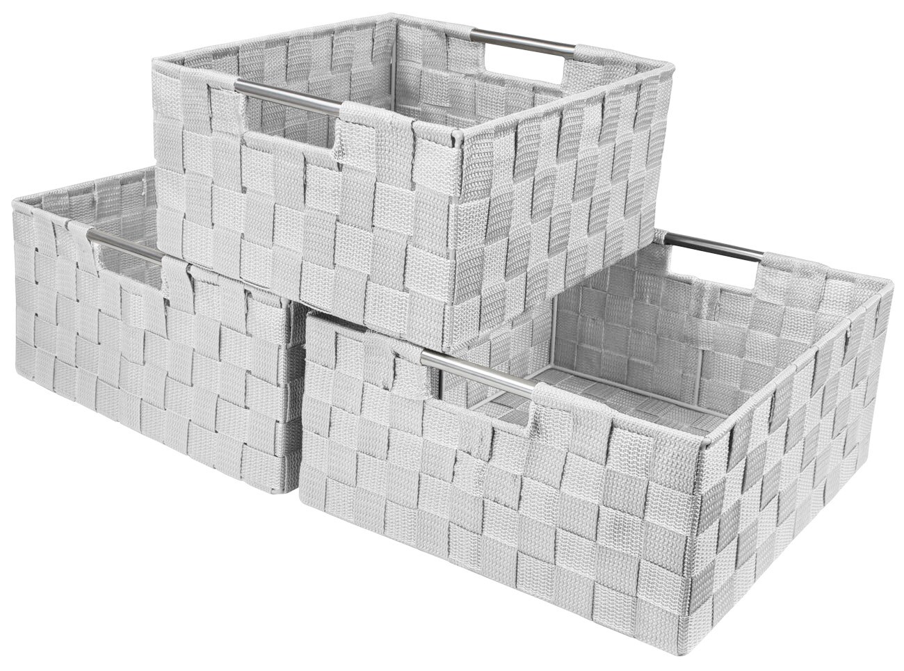 Sorbus Woven Storage Basket, Tote Container Organizer Set, Stackable Bins for Shelves and Cubbies with Built-In Carry Handles