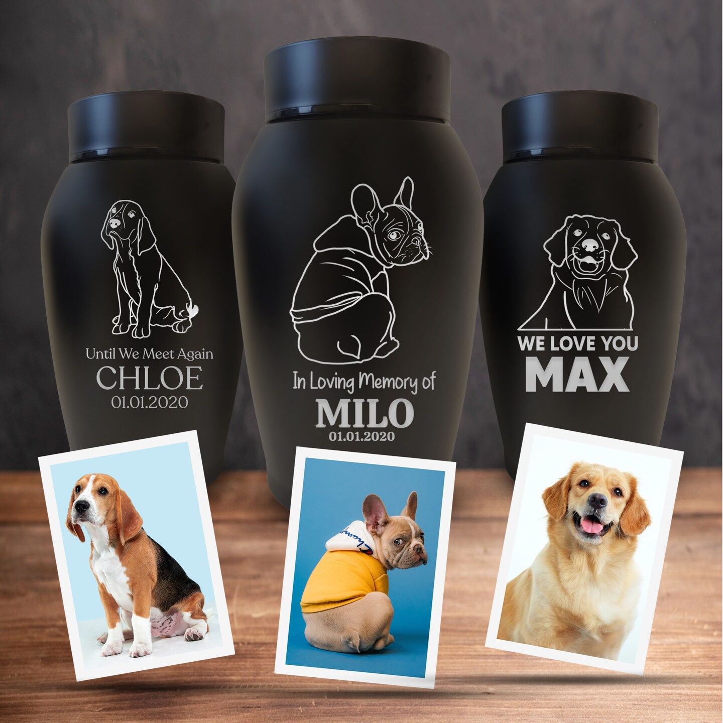 Personalized photo dog urns best sale