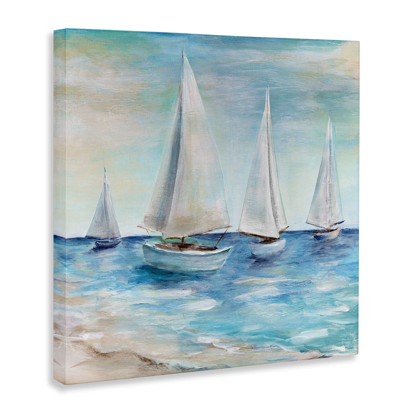 Stupell Industries Sailboats Floating Peacefully Canvas Wall Art