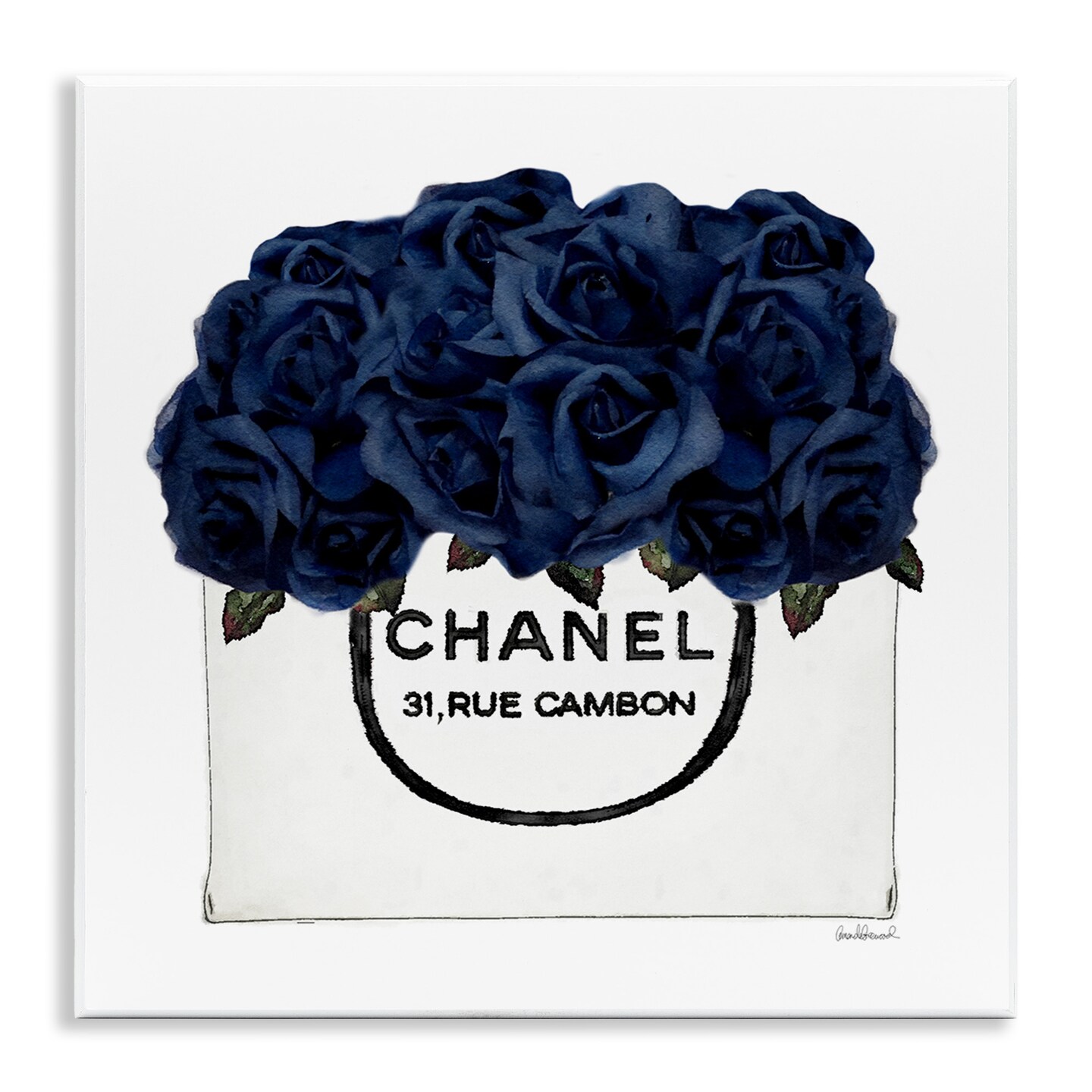 Stupell Industries Trendy Chic Navy Blue Roses Wall Plaque Art