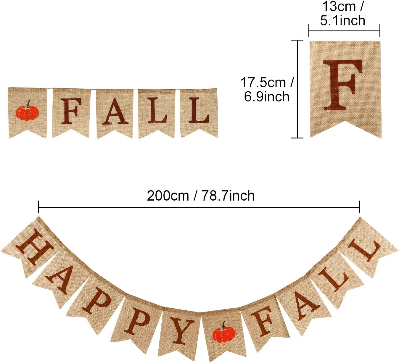 Happy Fall Pumpkin Burlap Banner Harvest Home Decor Bunting Flag Garland Party Decoration for Thanksgiving Day