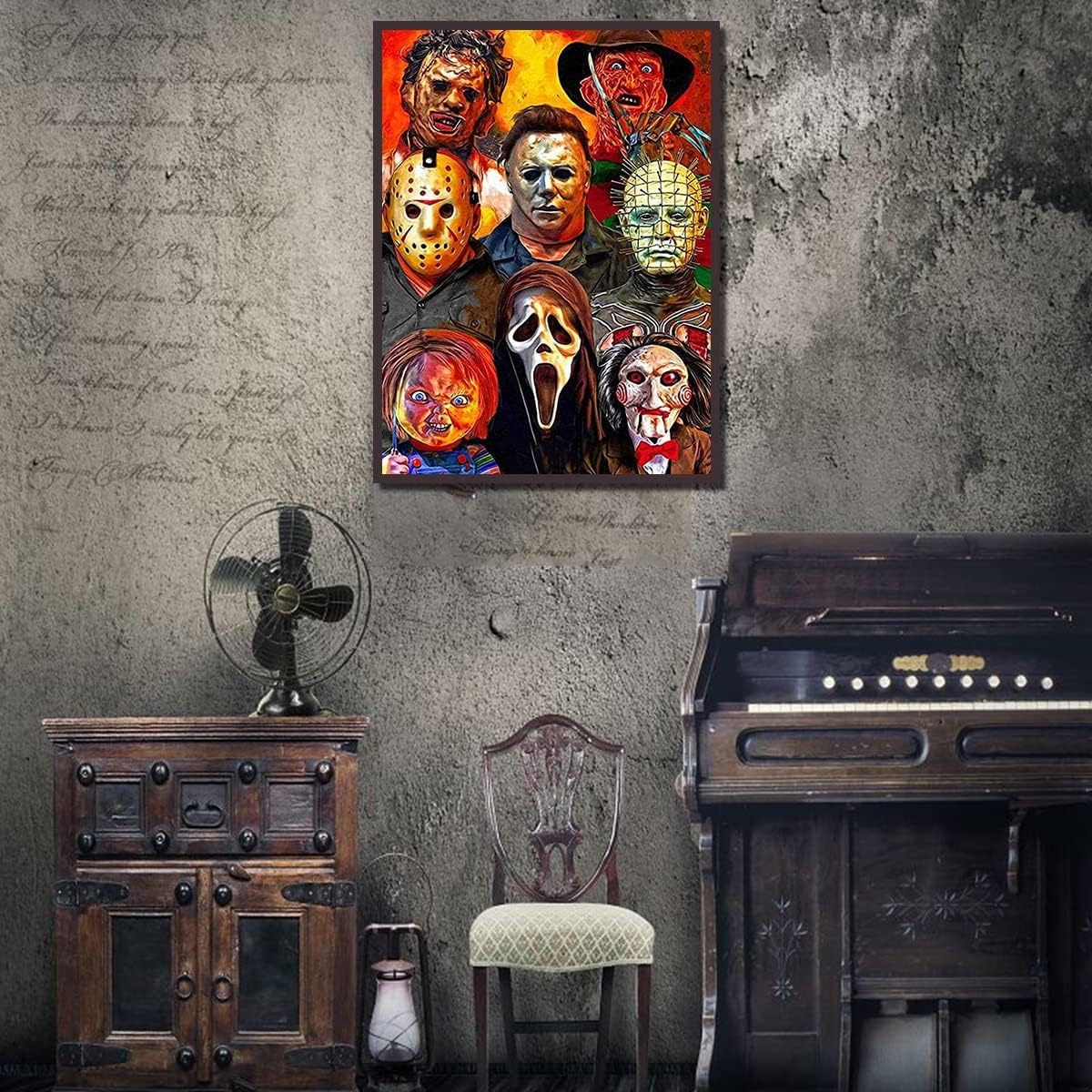 5D Diamond Painting Kits for Adults Halloween Diamond Arts: Horror Diamond Painting DIY Full Round Drill for Home Wall Decor and Adults, Kids Holiday Gift