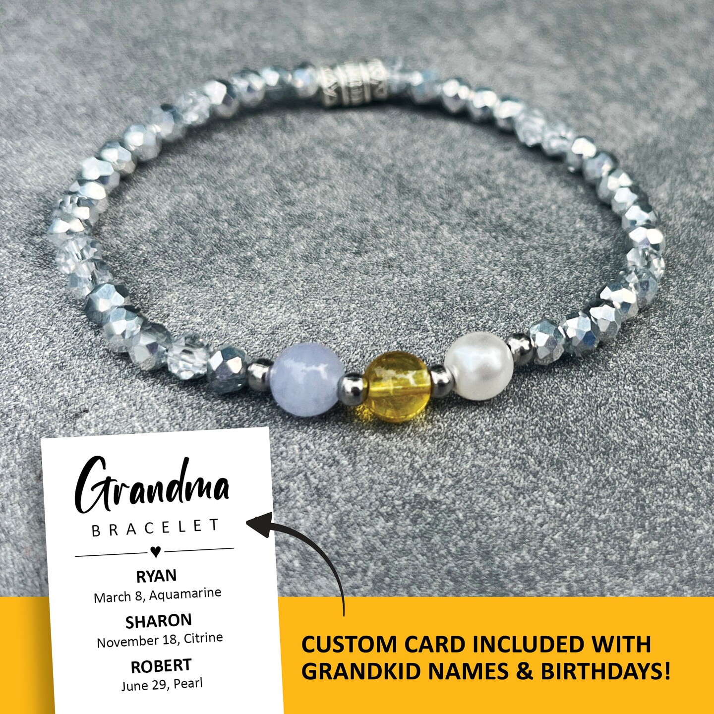 Personalized grandma bracelet with grandchild birthstones grandkids birthdays gift MakerPlace by Michaels