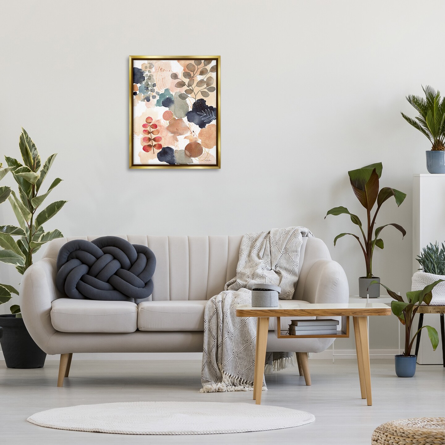 Stupell Industries Abstract Botanical Shape Collage Framed Floater Canvas Wall Art