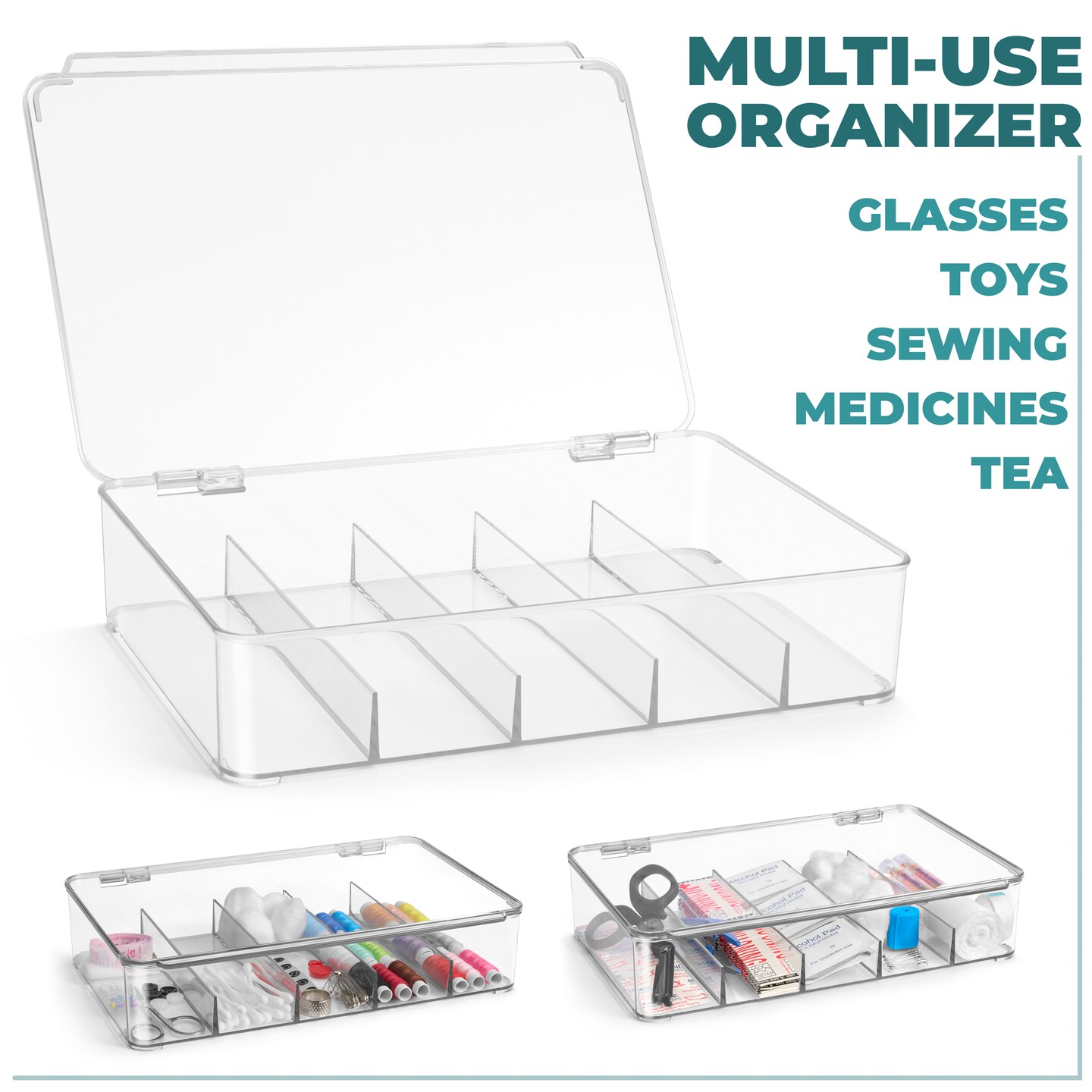 Sorbus Sunglasses Organizer - Plastic Stackable Eyeglass Storage and Display Case for Multiple Glasses with Lid (1 Pack)