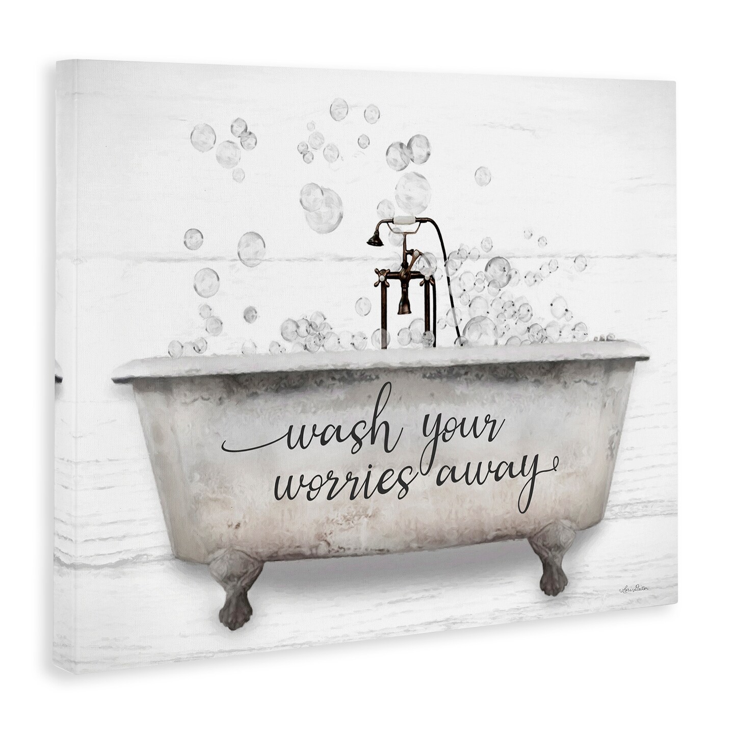 Stupell Industries Wash Your Worries Away Tub Canvas Wall Art