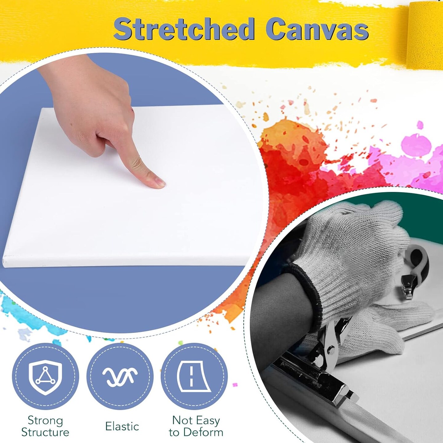 Stretched canvases for painting 8PCS Multi Pack Canvas (3×5", 5×7", 8×10", 10×12"), Acid-Free Wood Frame Blank Canvas, Art Canvas Pre-Primed for Acrylic, Oil, and Tempera Paintings.