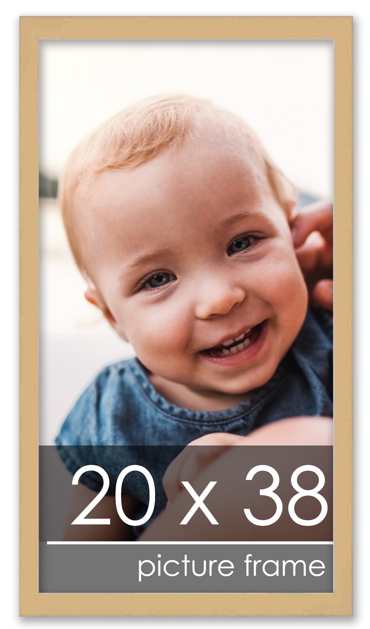 20x38 Solid Wood Picture Frame with UV-Resistant Acrylic &#x26; Acid-Free Backing, Available in 6 Finishes: Matte Black, Matte White, Metallic Bronze, Silver, Natural Wood Grain &#x26; Mahogany