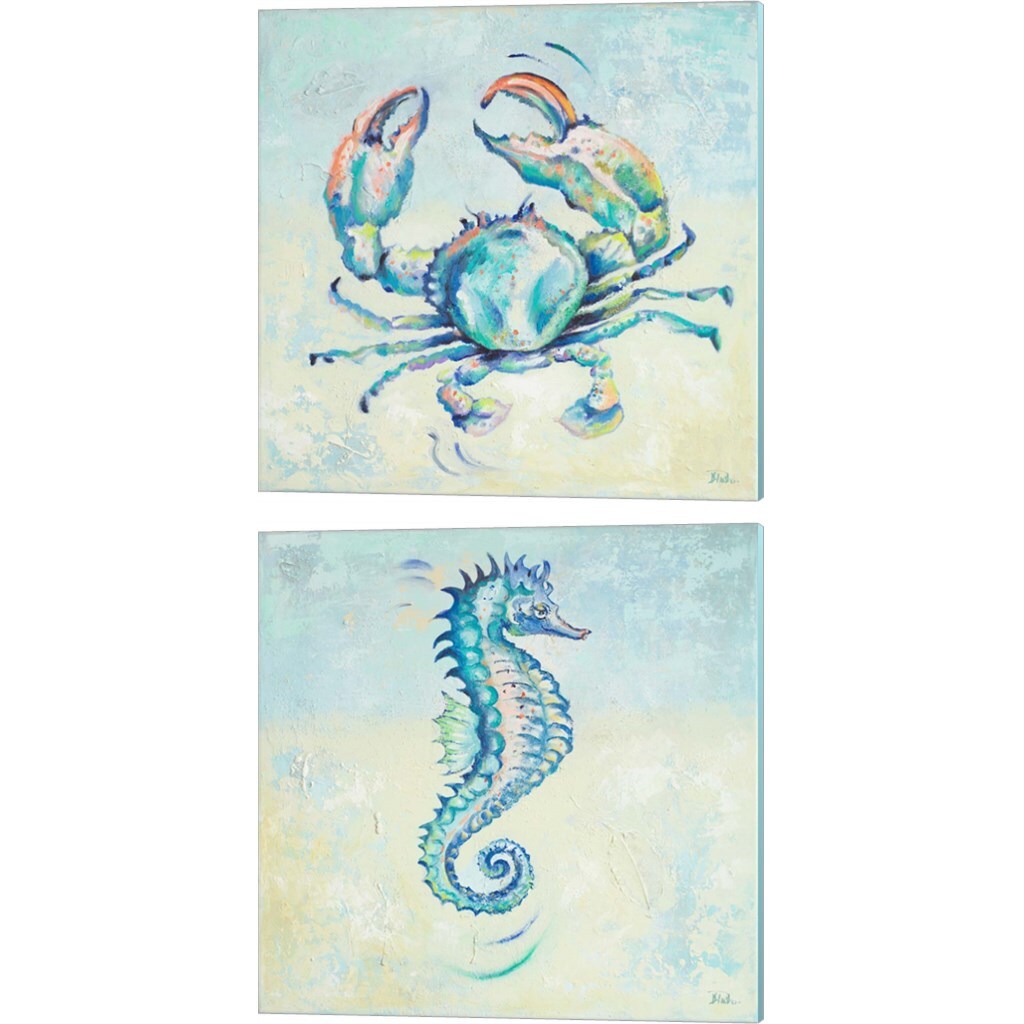 Surf Side by Patricia Pinto 14" x 14" Canvas Wall Art (Set of 2)