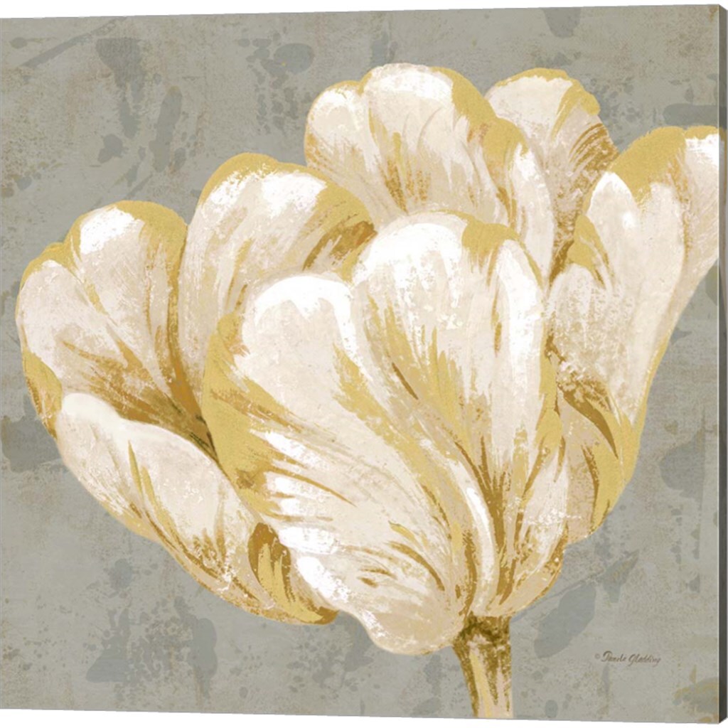 Floral Fresco Grey by Pamela Gladding 14" x 14" Canvas Wall Art (Set of 2)