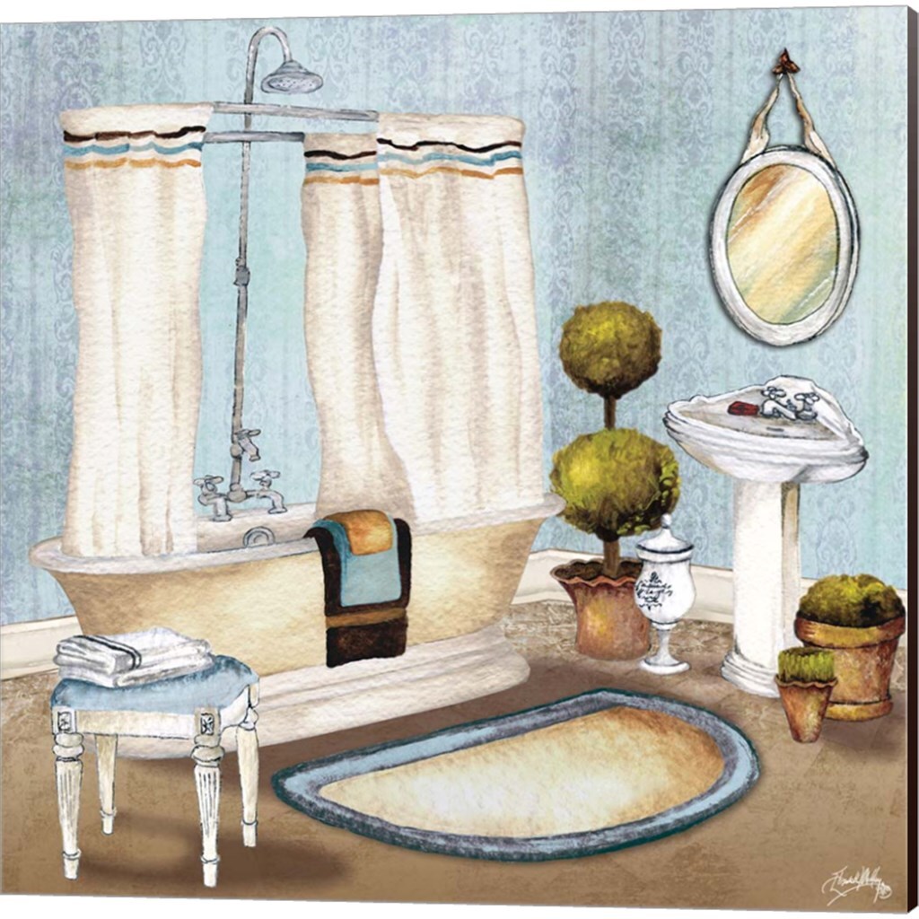 Master Bath by Elizabeth Medley 14" x 14" Canvas Wall Art (Set of 2)