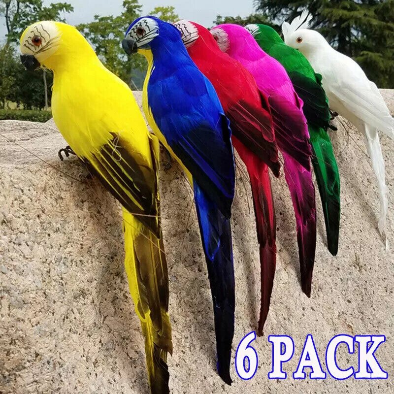 Kitcheniva 6 Pcs 25cm Artificial Parrot Bird Realistic Home Decor