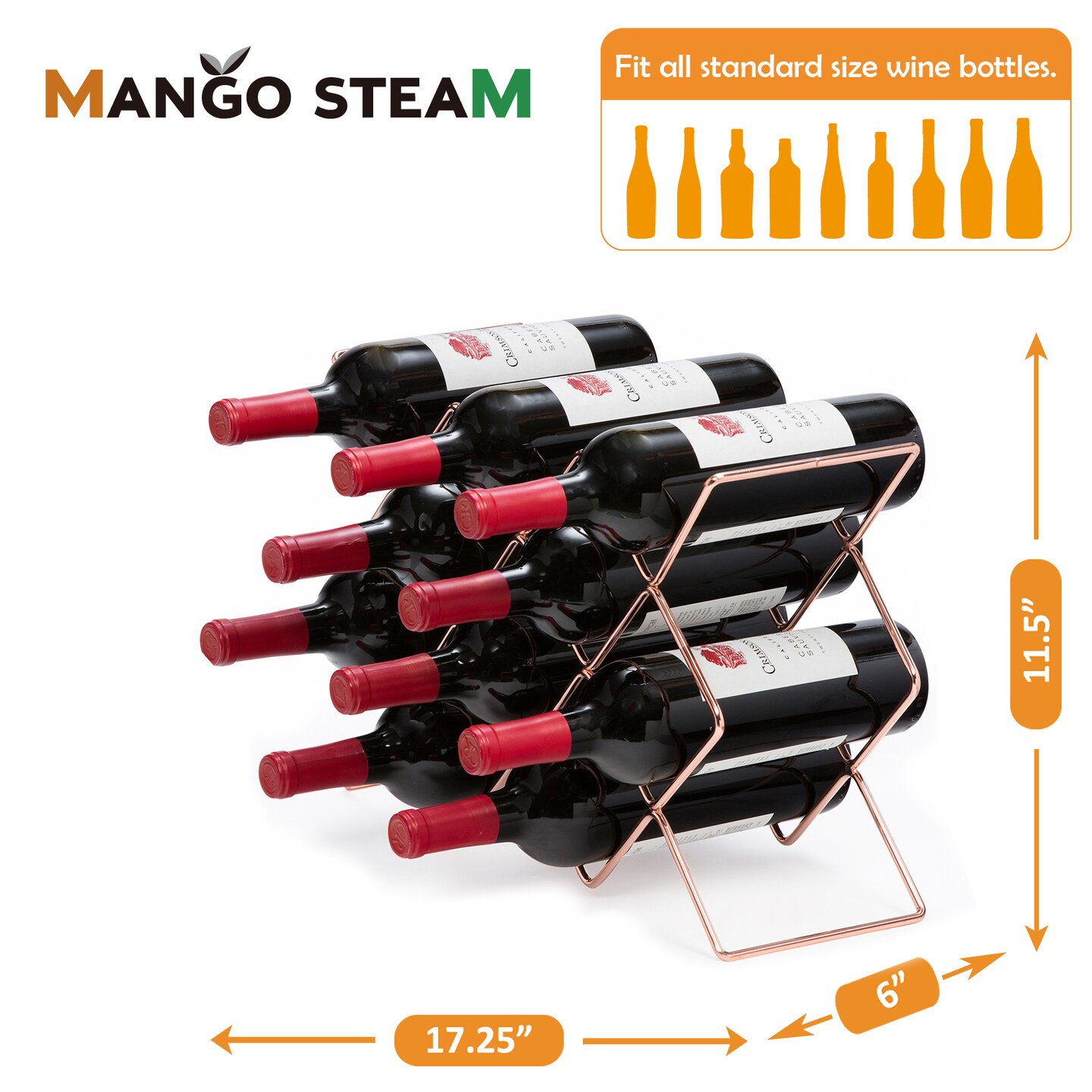 Mango Steam Modern Hexagon 10-Bottle Metal Wine Rack