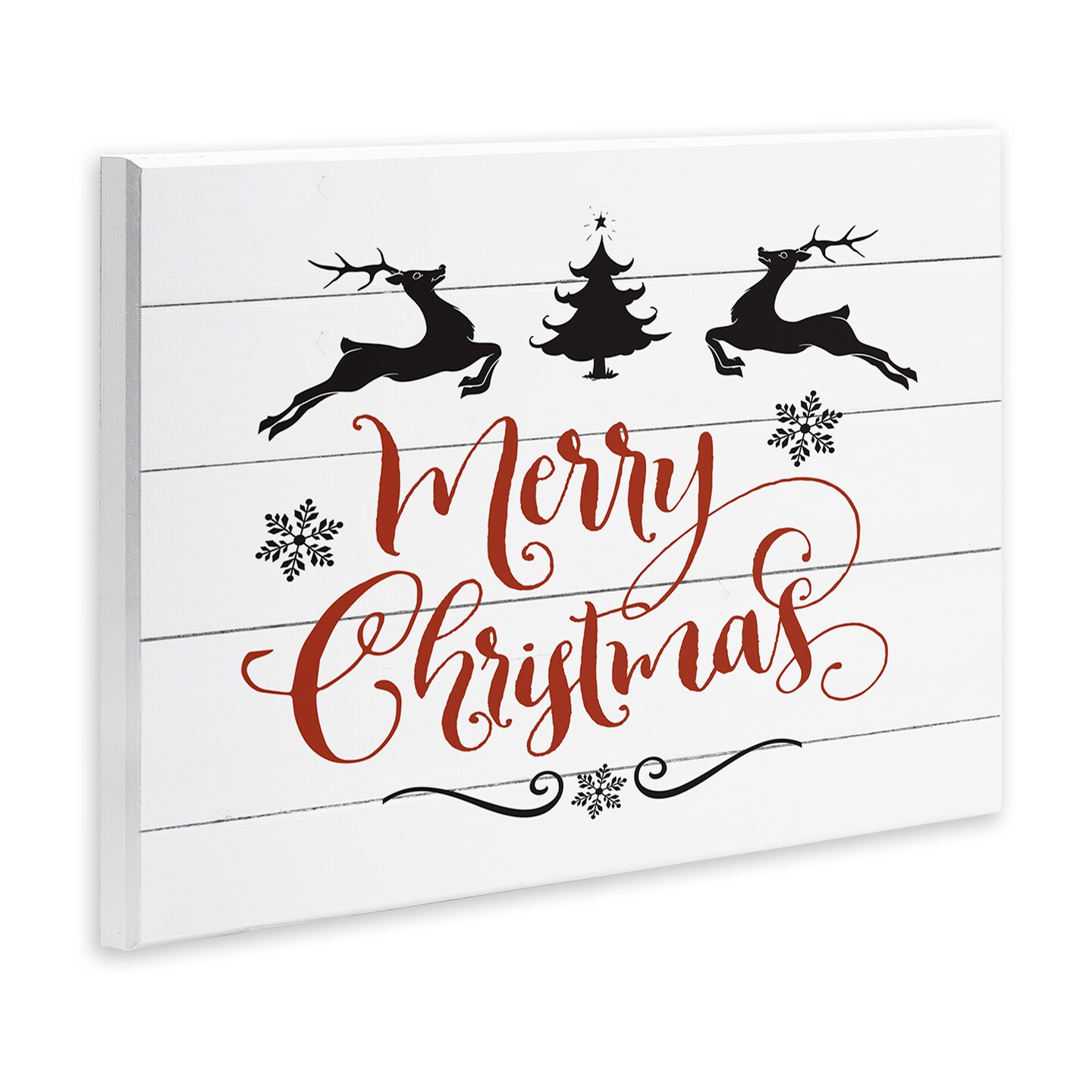 Stupell Industries Merry Christmas with Reindeer Wall Plaque Art