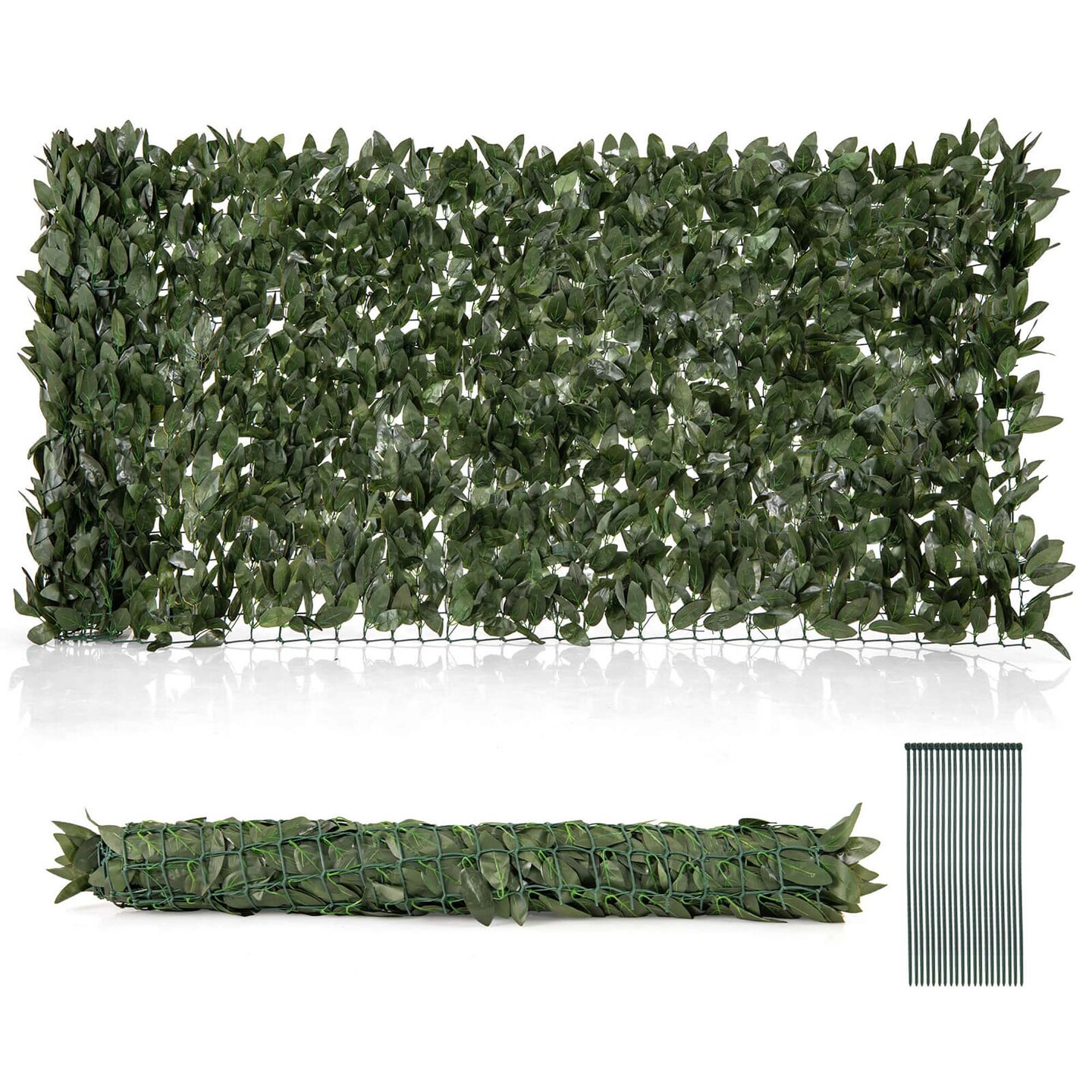 Costway 120" x 40" Artificial Lily Leaf Privacy Fence Sun-protective Greenery Backdrop