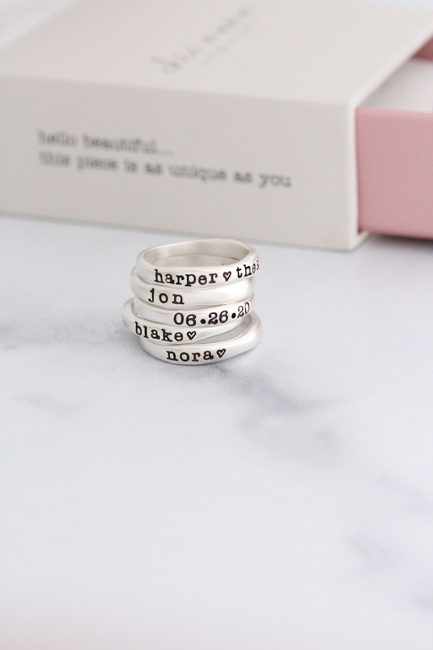 925 Sterling Silver Personalized Name Rings Stackable Sterling