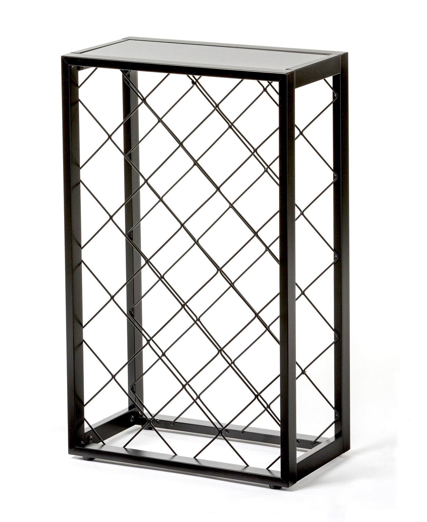 Mango Steam 23 Bottle Black Wine Rack with Glass Top Shelf