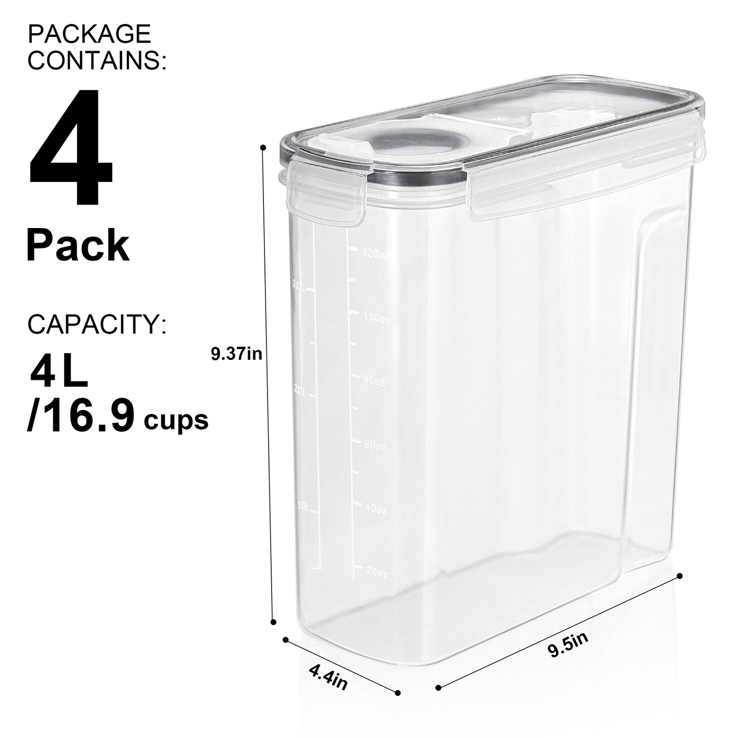 Sorbus 4 Pack Airtight Food Dispenser Containers - For Kitchen Organization - Store Pasta, Cereal, Dry Foods, and More - Maintain Freshness