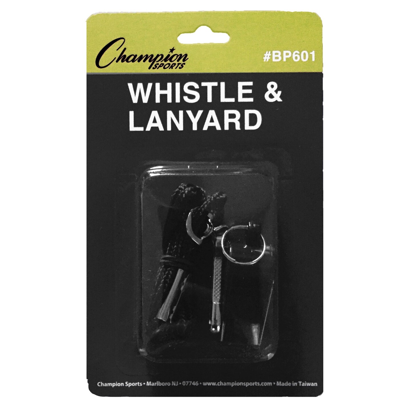 Plastic Whistle &#x26; Black Lanyard Pack