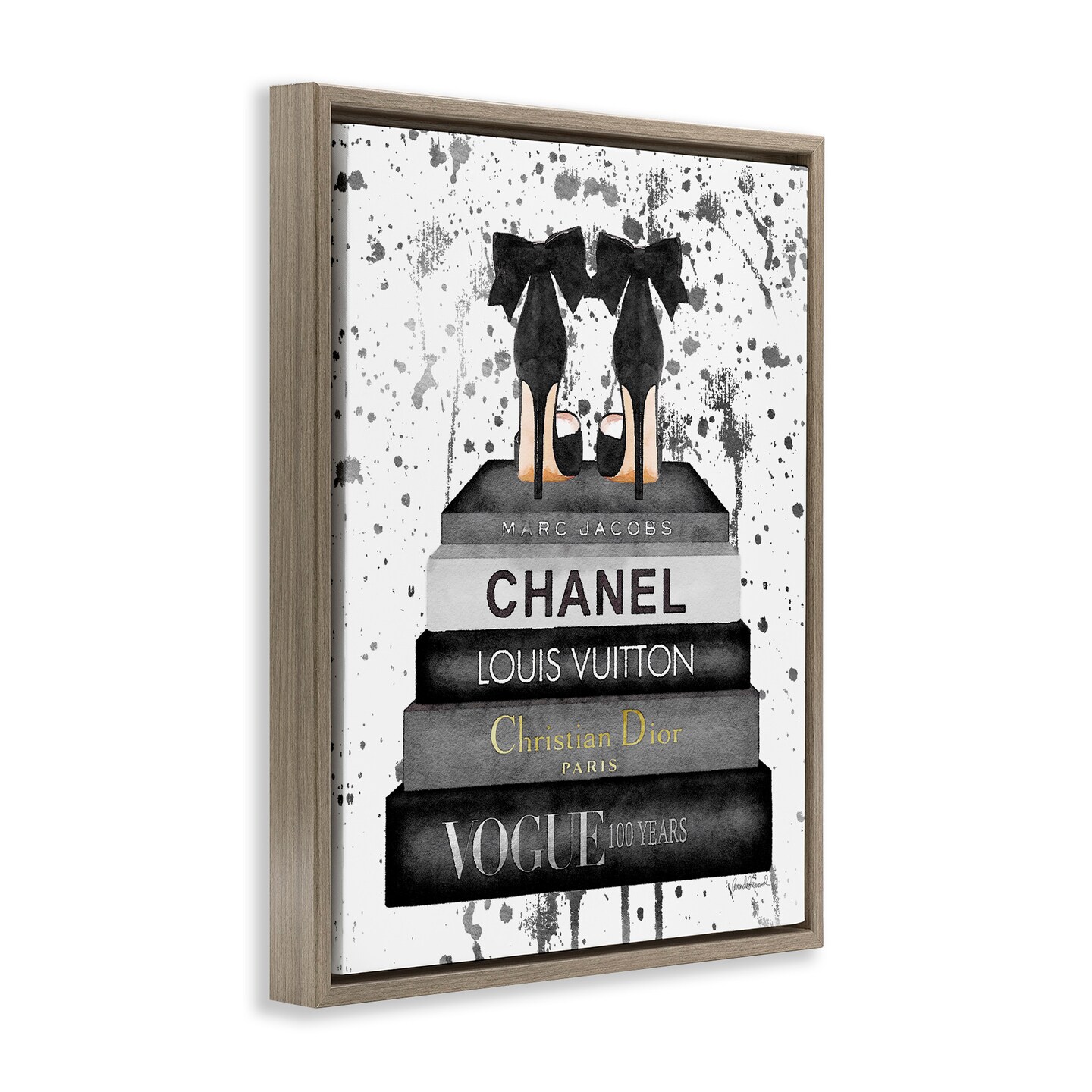 Stupell Industries Glam Fashion Books & Heels Framed Floater Canvas Wall Art
