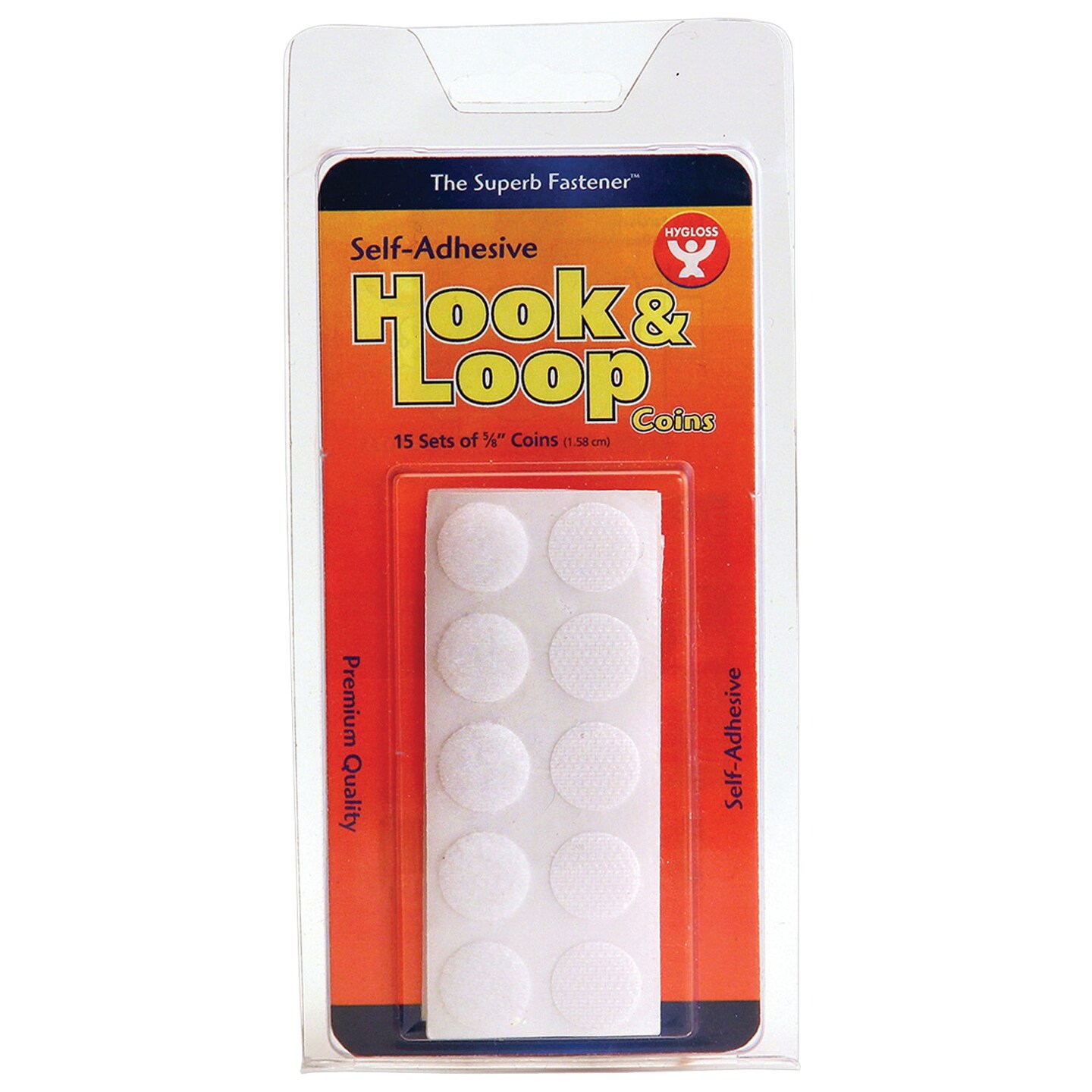 Hook &#x26; Loop Coins, White, 5/8&#x22;, 15 Sets