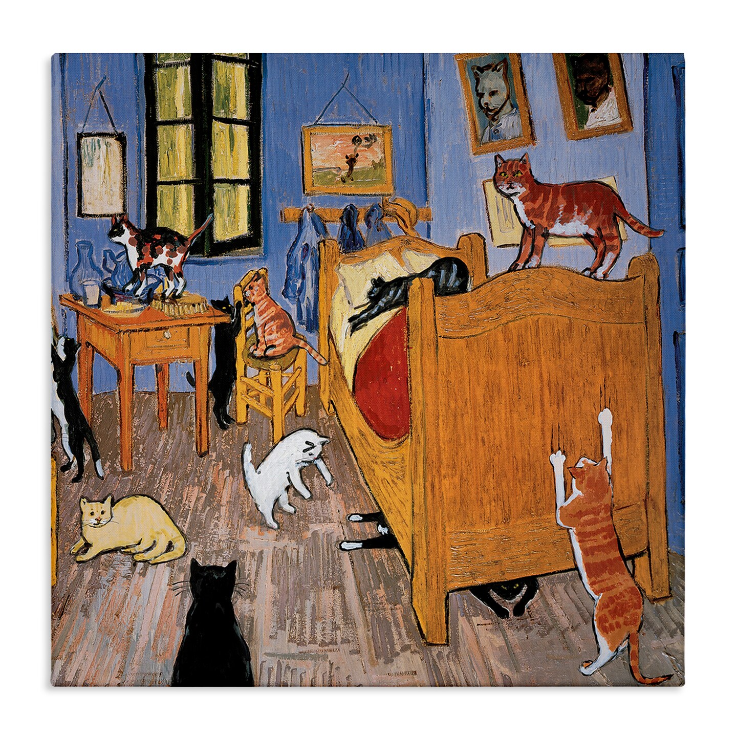 Stupell Industries Cats in Bedroom Classics Parody Canvas Wall Art