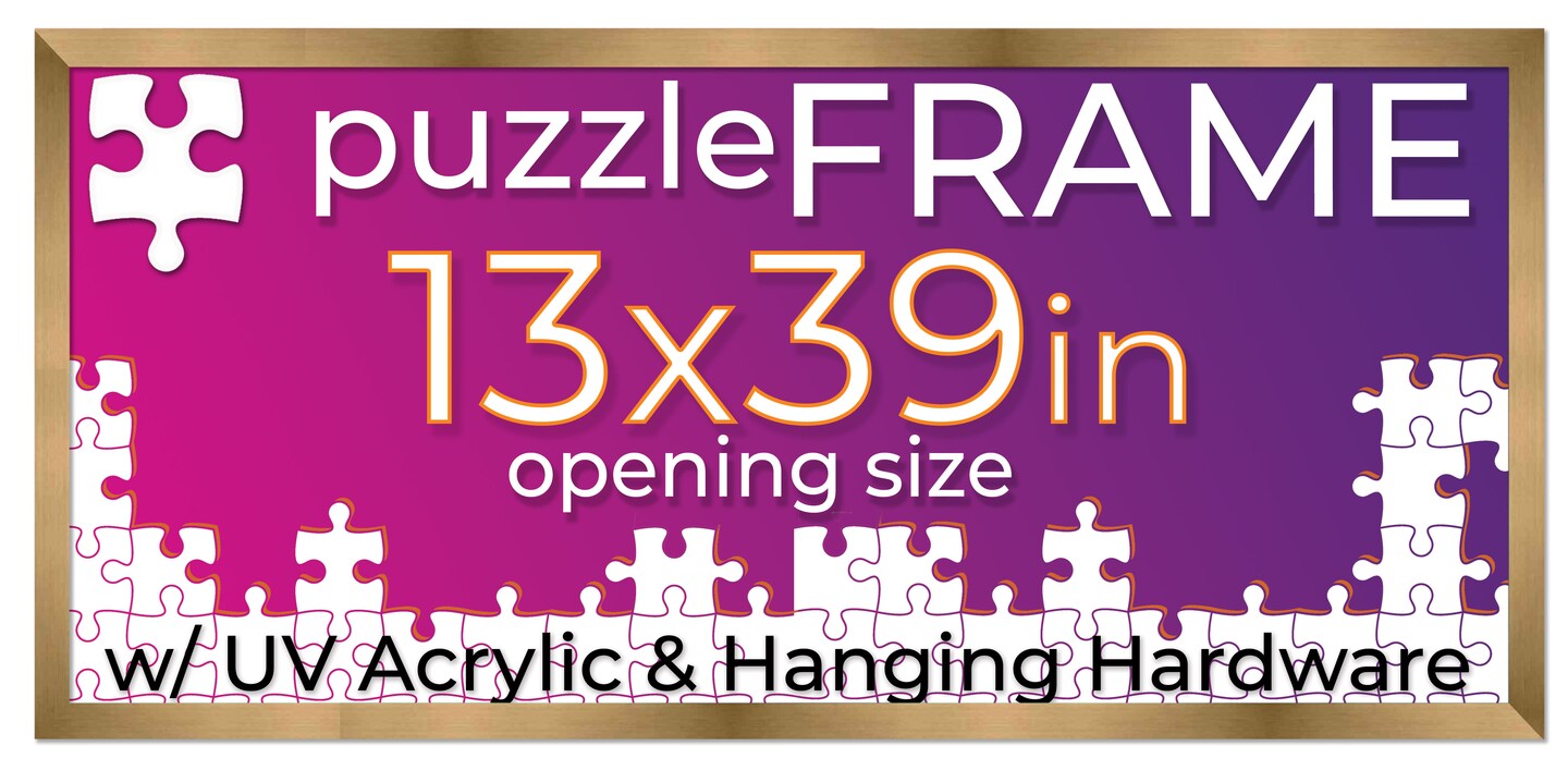 Bronze Wood Puzzle Frame Kit with Glue Sheets, Backing, UV Acrylic - Available in 20 Popular Sizes