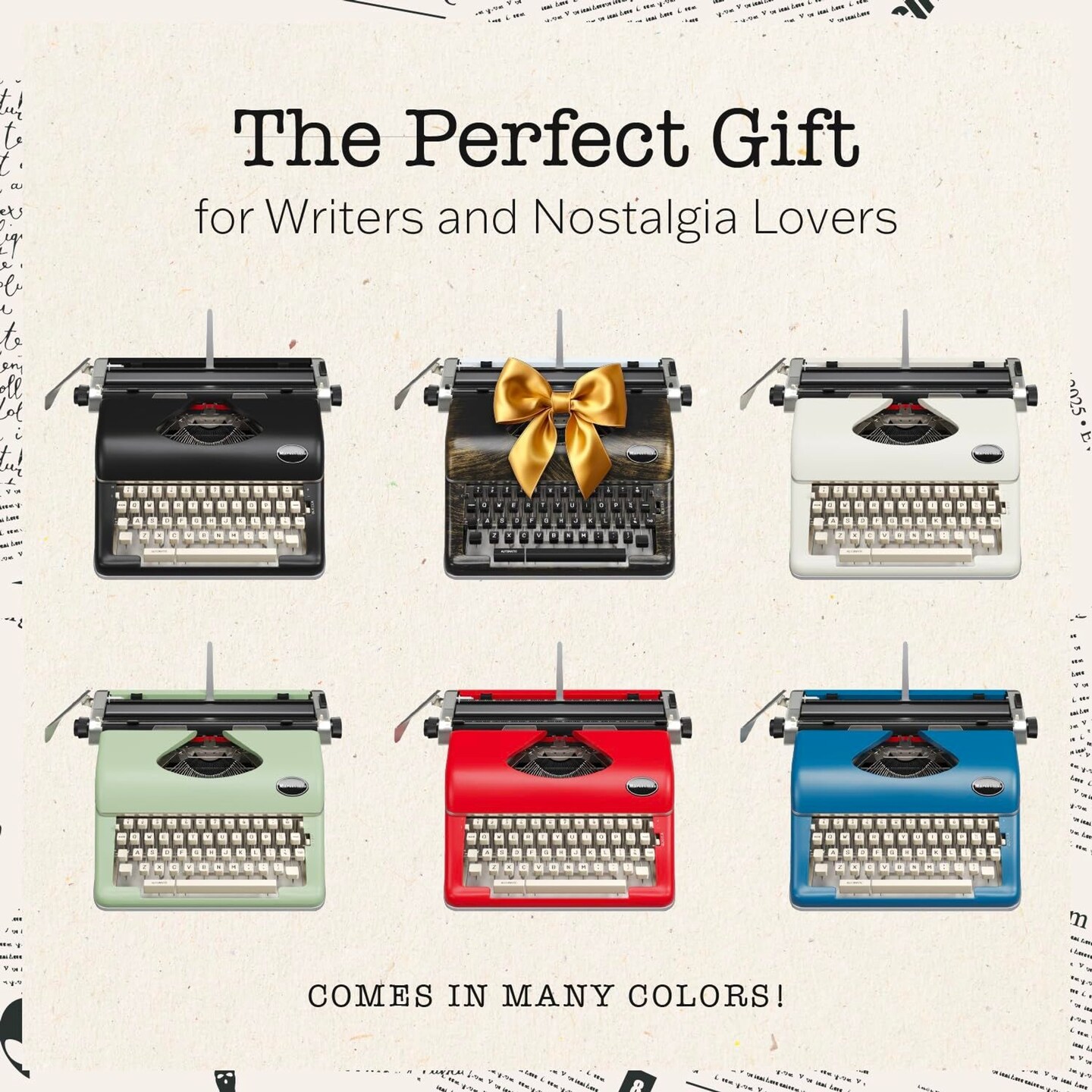 Maplefield Manual Typewriter - Vintage Typewriter for Home &#x26; Office Decor - Easy Setup, Great Gift for Writers (Black)