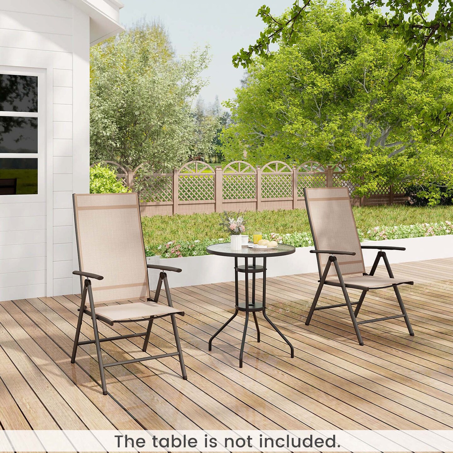 Costway 1 PCS Patio Folding Dining Chair with 7-Level Adjustable High Backrest for Garden Brown/Black