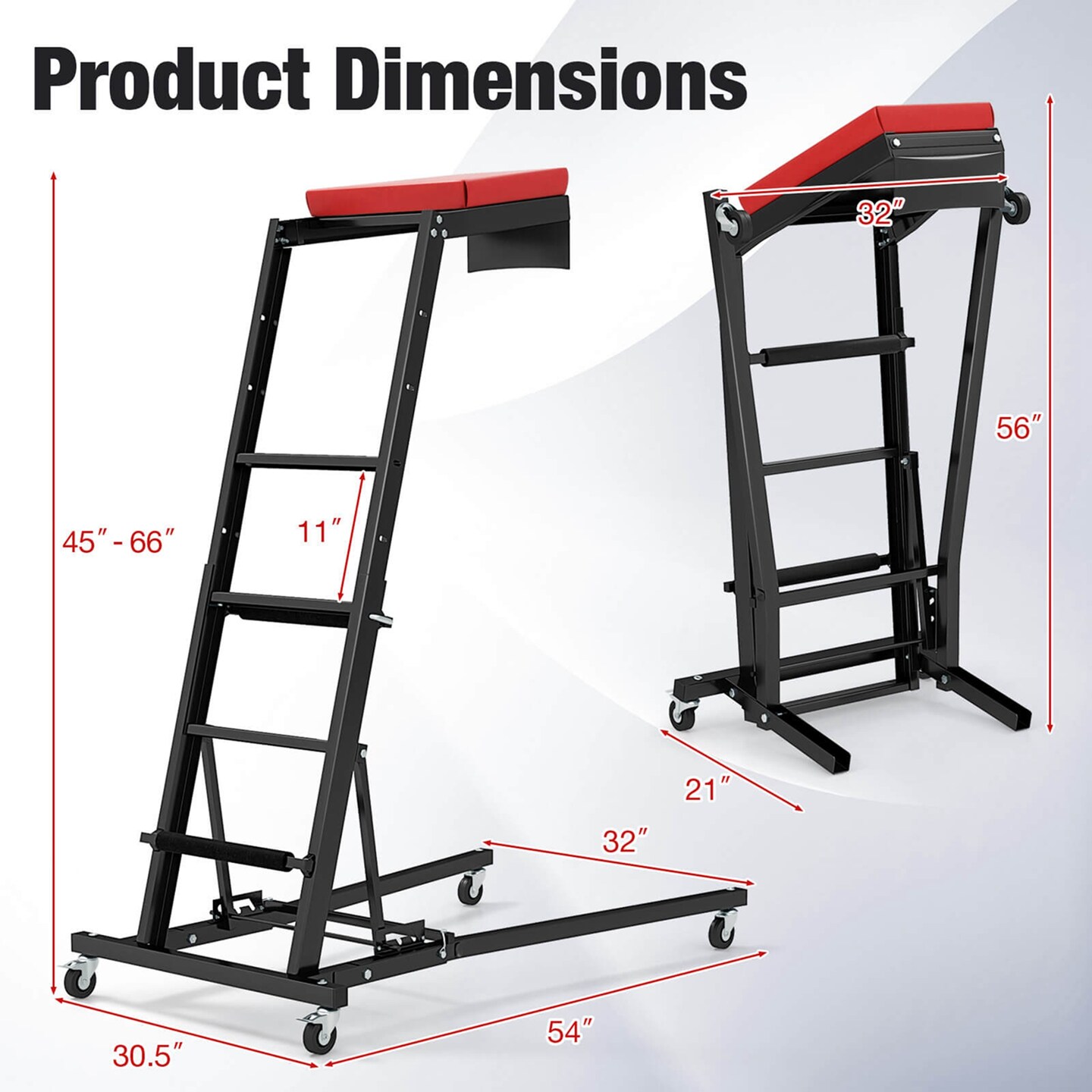 Costway Foldable Topside Automotive Engine Creeper with 45&#x22;-66&#x22; Adjustable Height