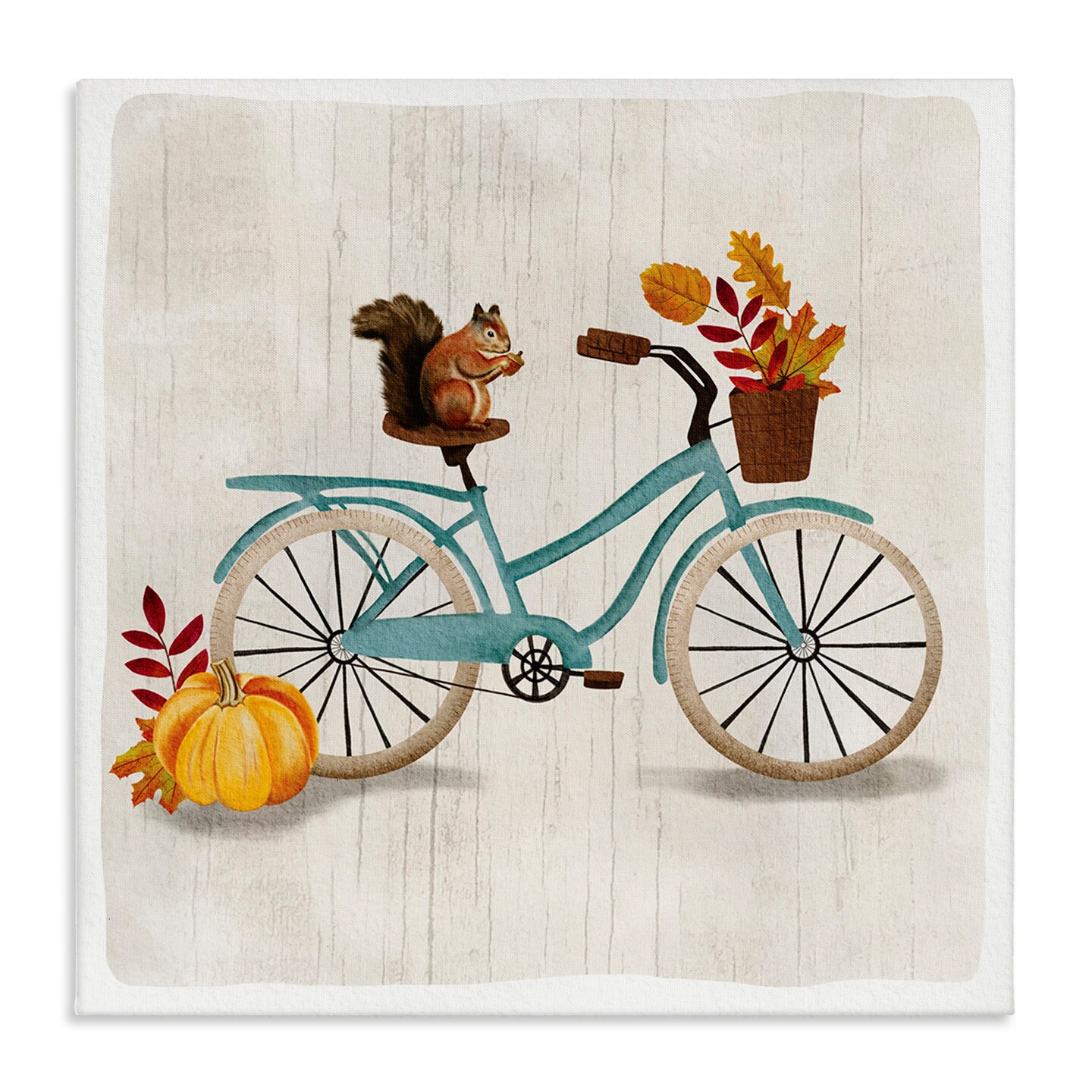 Stupell Industries Squirrel on Autumnal Bicycle Canvas Wall Art