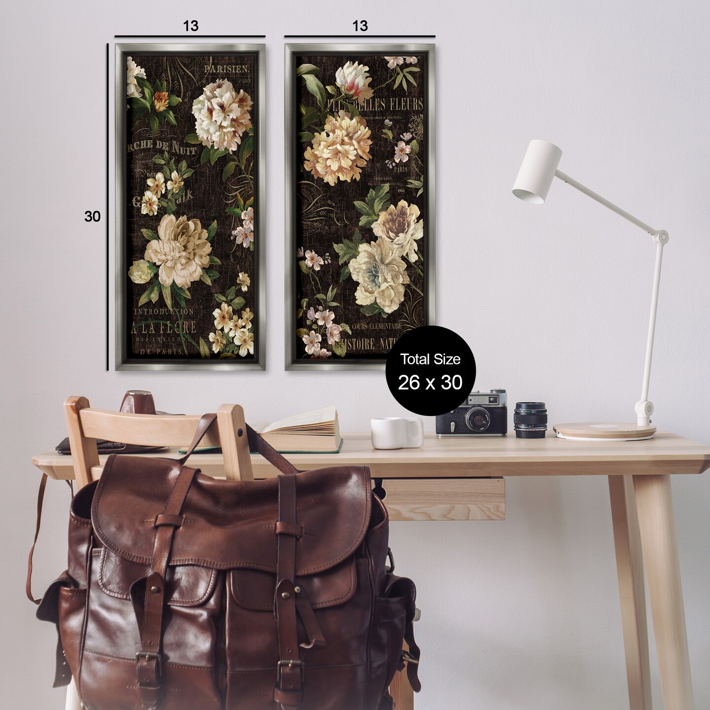 Stupell Industries Vintage French Typography Flowers Framed Floater Canvas Wall Art