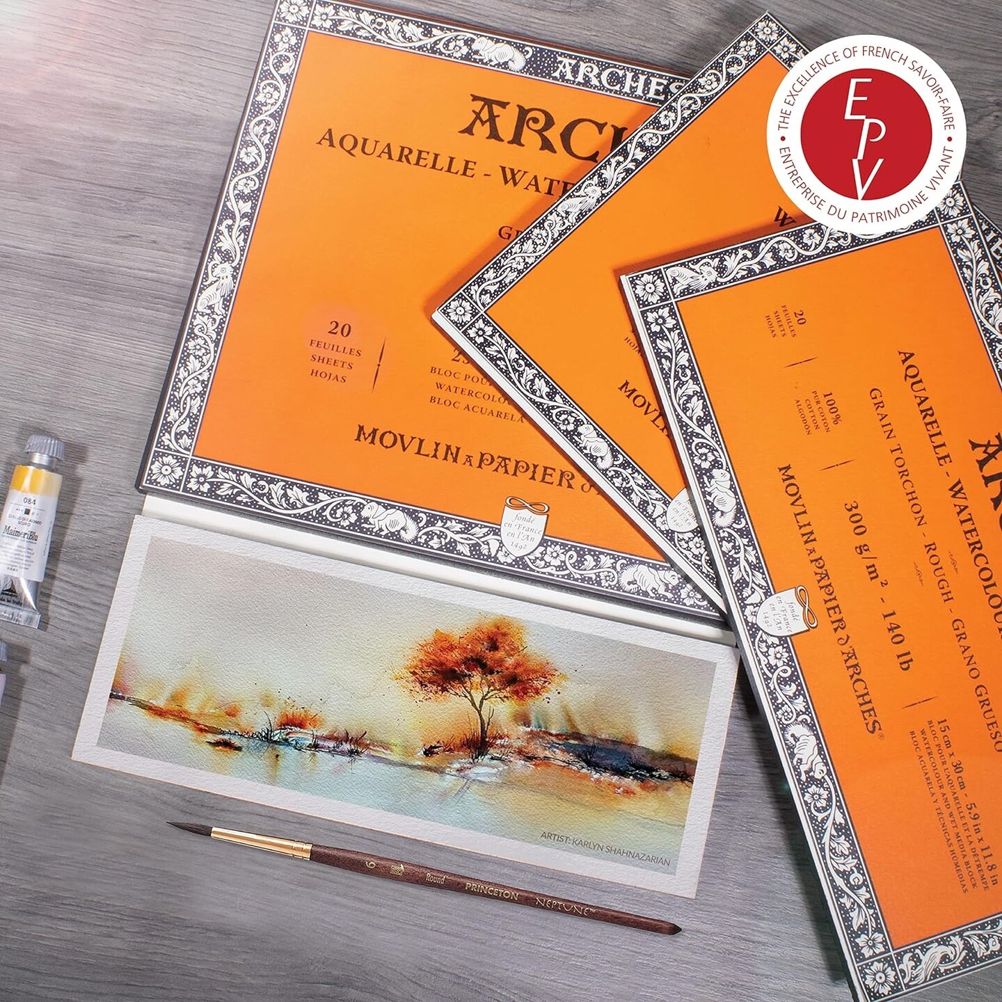 Arches Aquarelle Rough Watercolor Block 9"X12"- 140lb, 20 Sheets