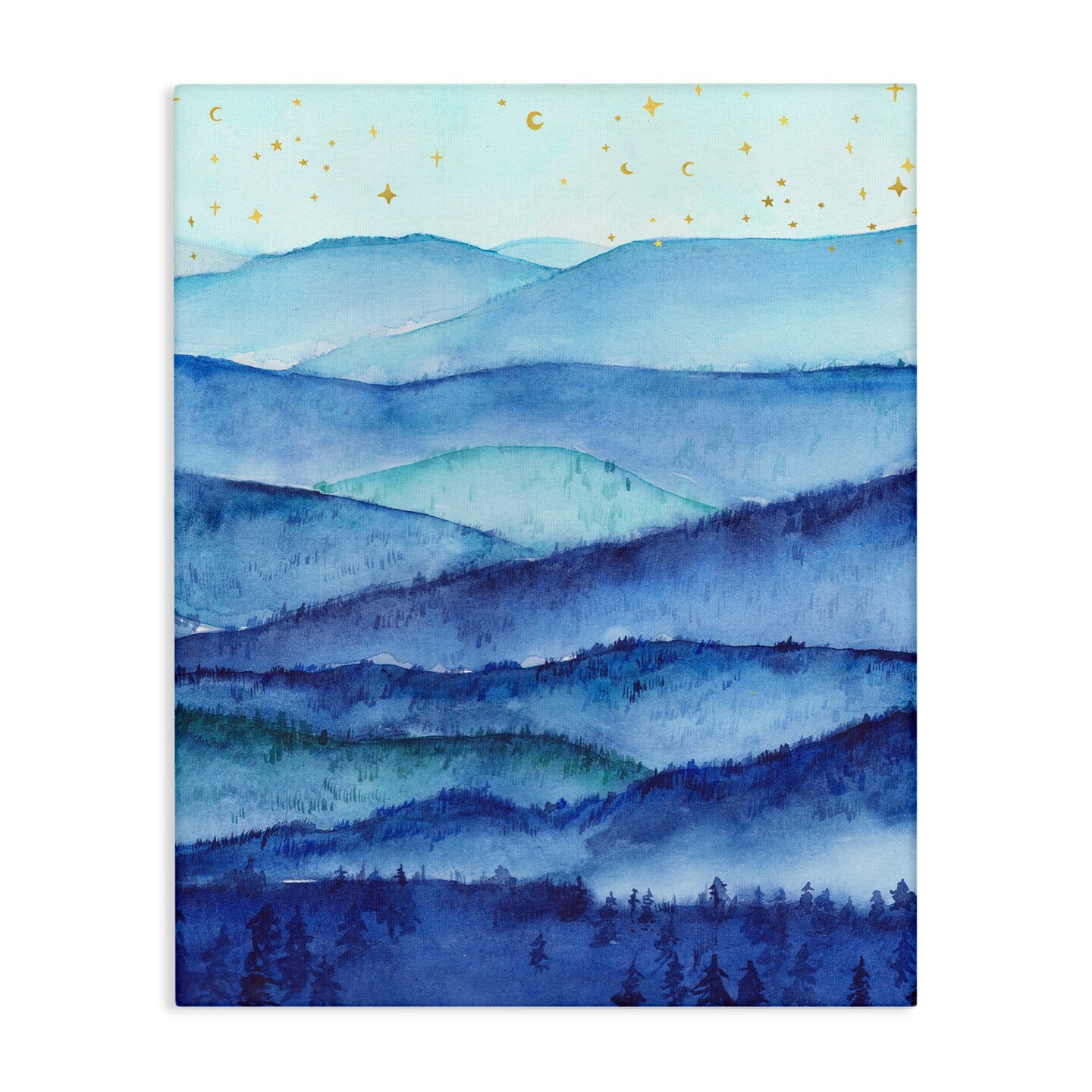 Stupell Industries Blue Mountains &#x26; Trees Scenery Canvas Wall Art