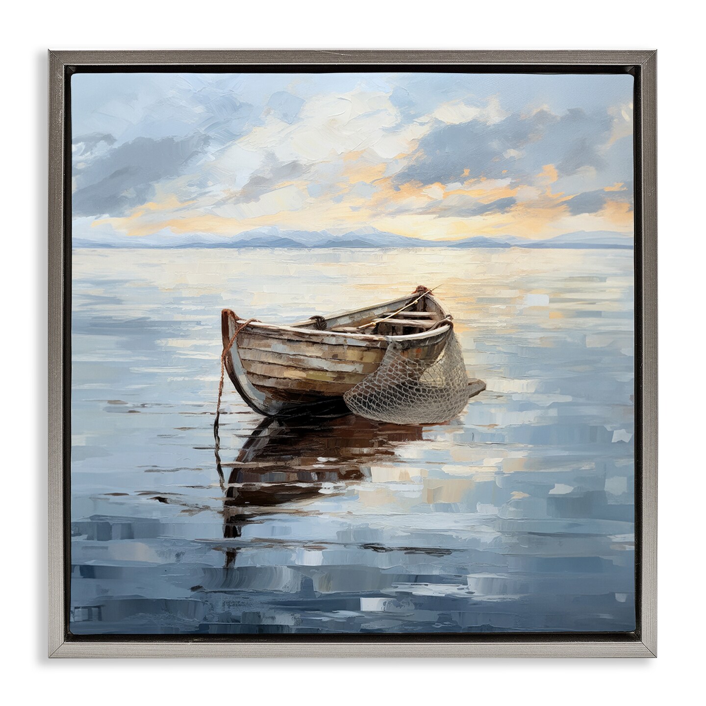 Stupell Industries Fishing Boat Painting Framed Floater Canvas Wall Art