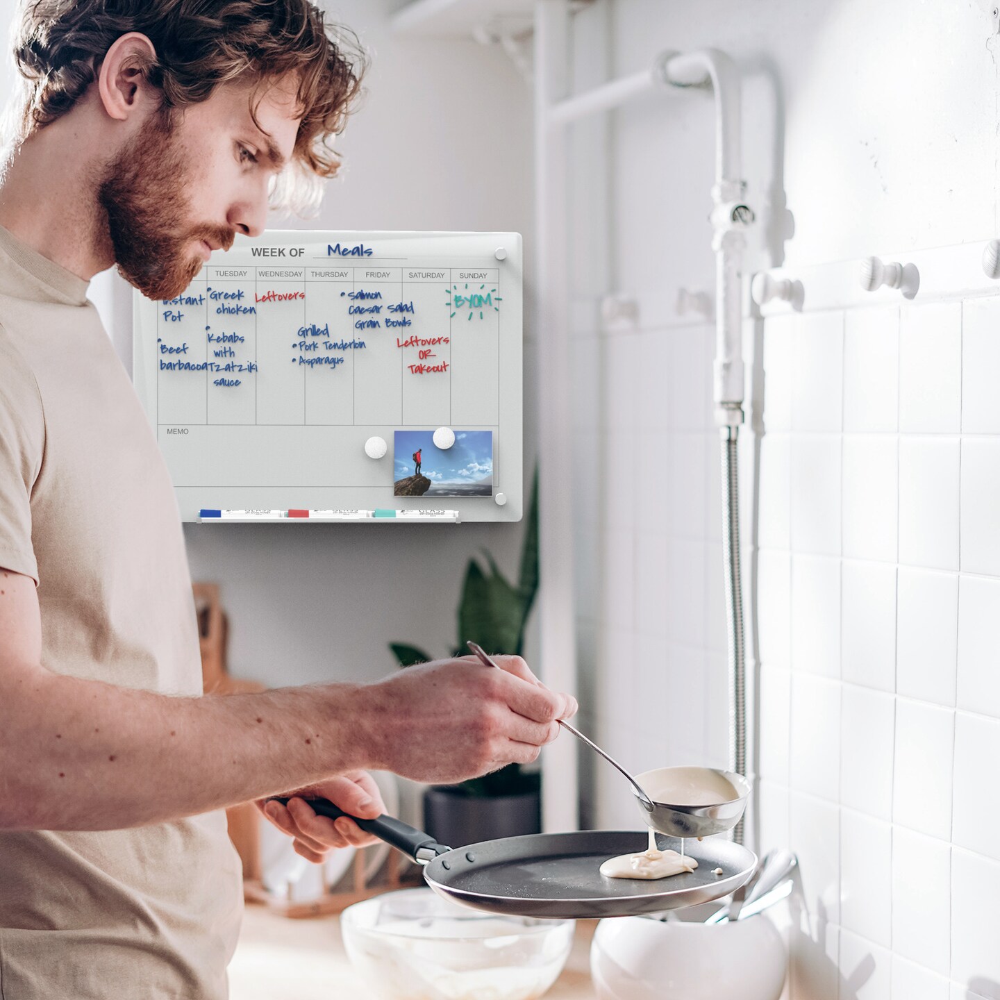 Audio-Visual Direct Magnetic Glass Weekly Calendar & Planner Dry-Erase Board Set