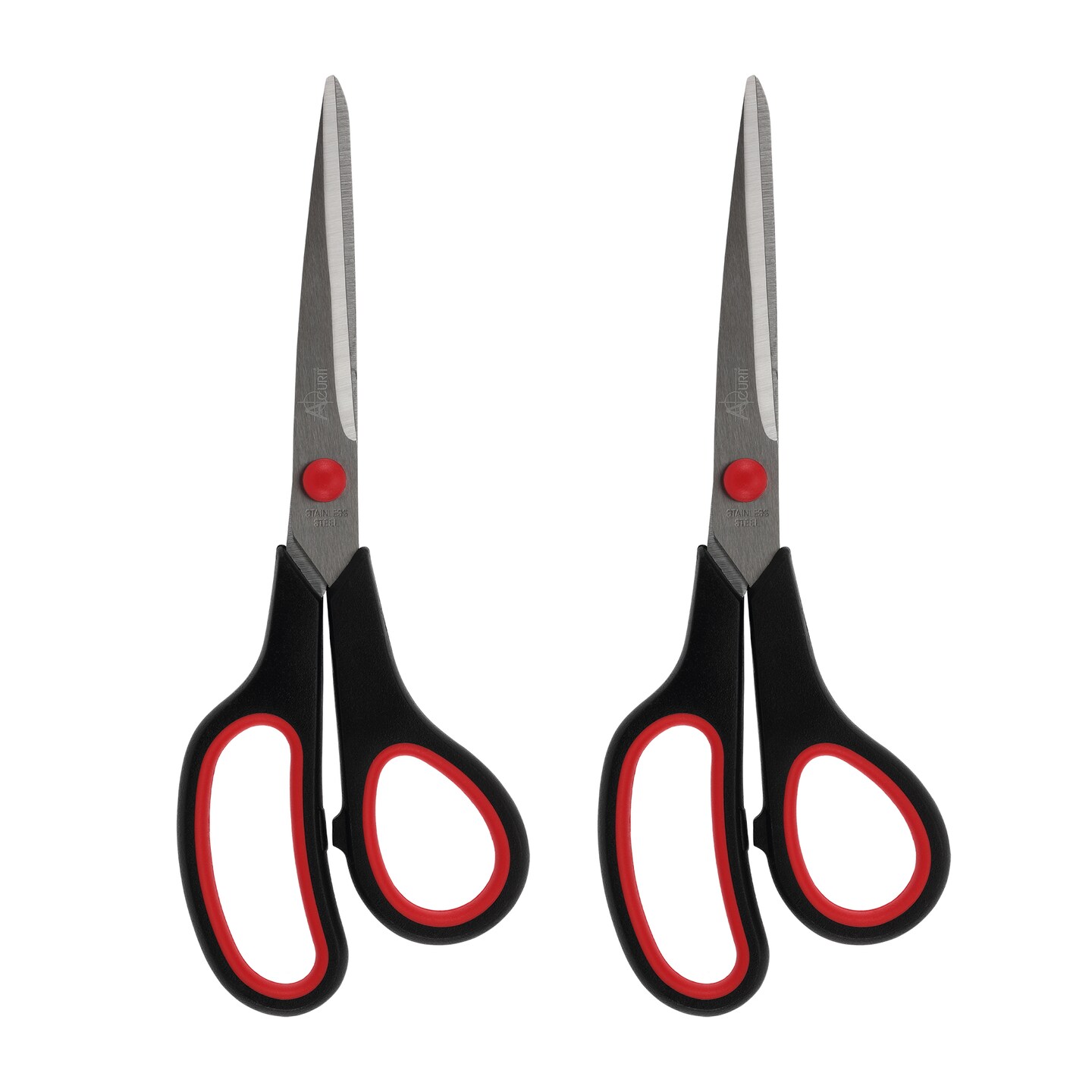 Acurit 8&#x22; Multipurpose Comfort Grip Stainless Steel Office Scissors 2 Pack - Right or Left Hand Scissors for Office Use &#x2013; Rust and Wear-Resistant Blades, Precise Cuts for Mixed Media Crafts