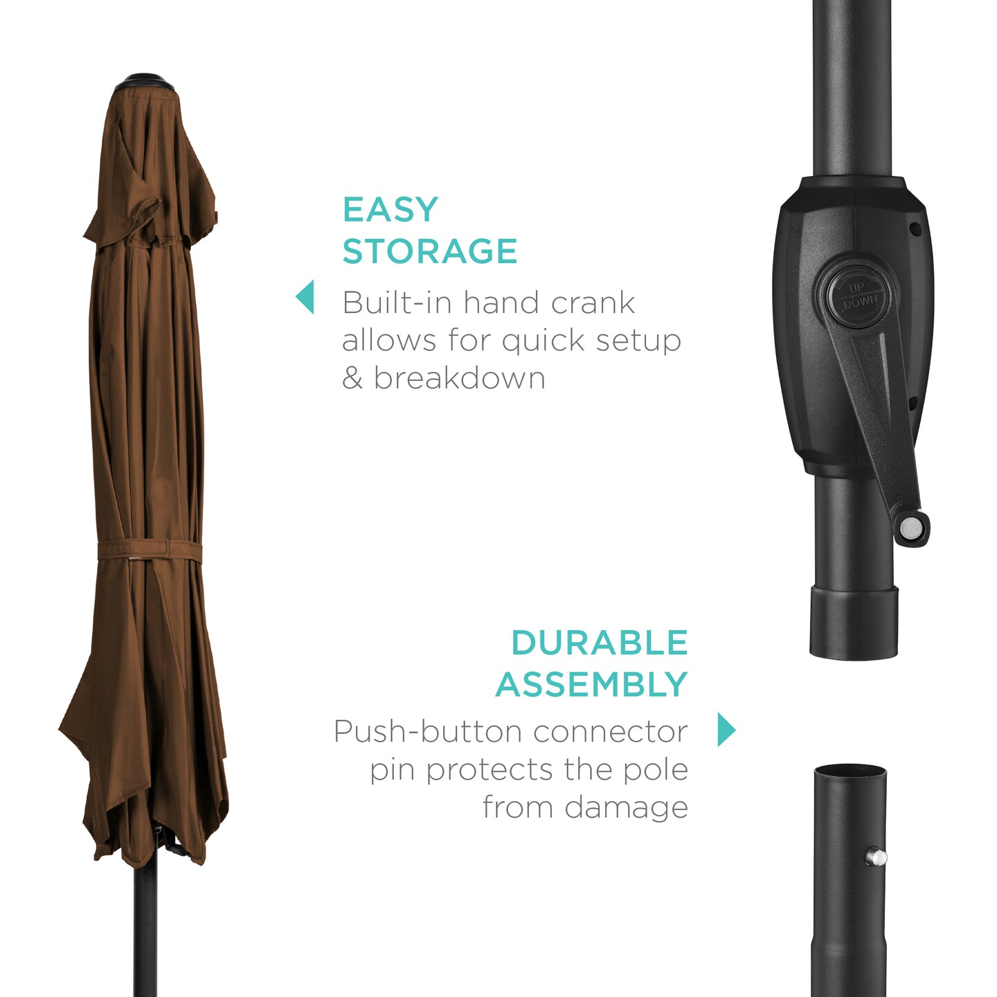 Best Choice Products 7.5ft Heavy-Duty Outdoor Market Patio Umbrella w/ Push Button Tilt, Easy Crank