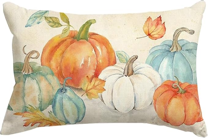 Fall Pumpkin Pillows Decorative Throw Pillows 12x20, Outdoor Thanksgiving Lumbar Pillow Covers, Fall Decorations for Home Autumn Pillow Cases Farmhouse Couch Decor Harvest.