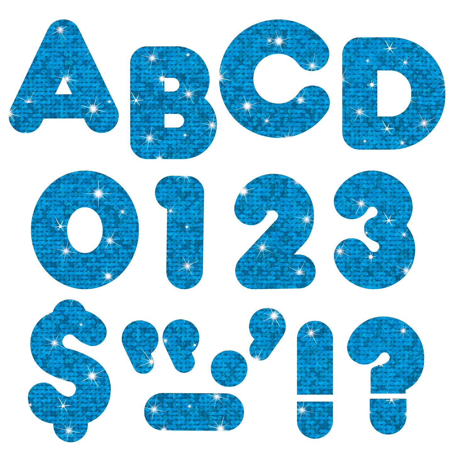 Blue Sparkle 4&#x22; Casual UC Ready Letters&#xAE;