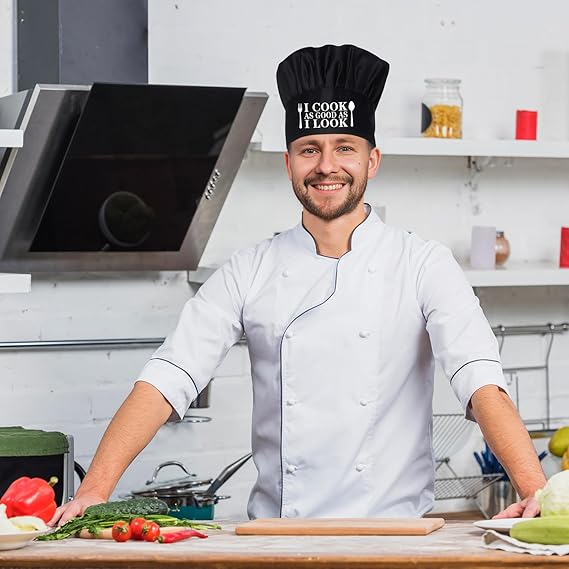 I Cook As Good As I Look, Funny Chef Hat, Adjustable Kitchen Cooking Hat for Men and Women,Chef Gift,Cooking Grilling Baking Home Kitchen Work Cap in Black