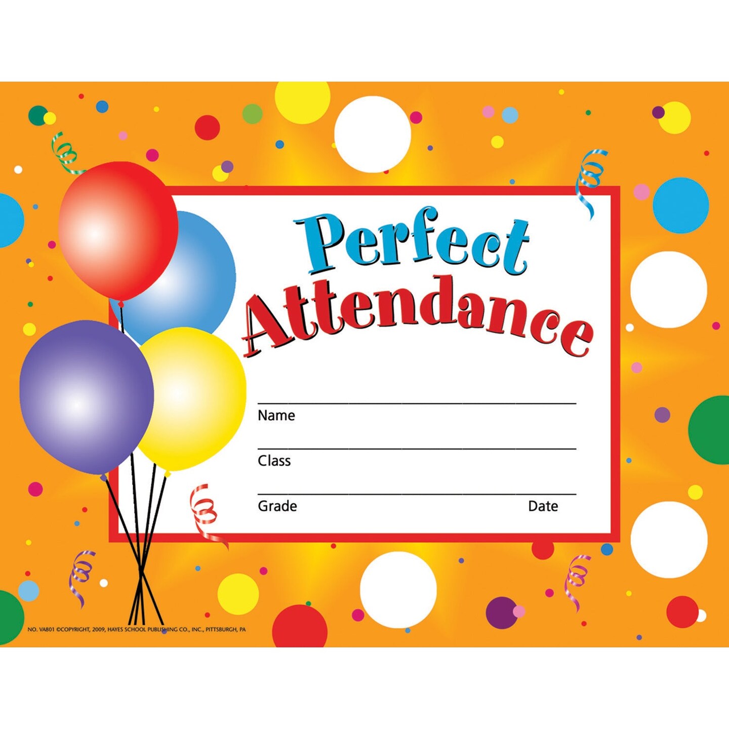 Perfect Attendance Certificates &#x26; Reward Seals - 30 8.5&#x22; x 11&#x22; Certificates, 160 Seals