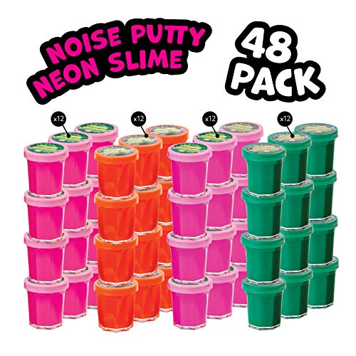 48 Pieces Mega Slime Party Favors 1.5&#x22; Mini Noise Putty in Assorted Neon Colors Bulk Toys Stocking Stuffers and Birthday Party Favors 4 Dozen Pack