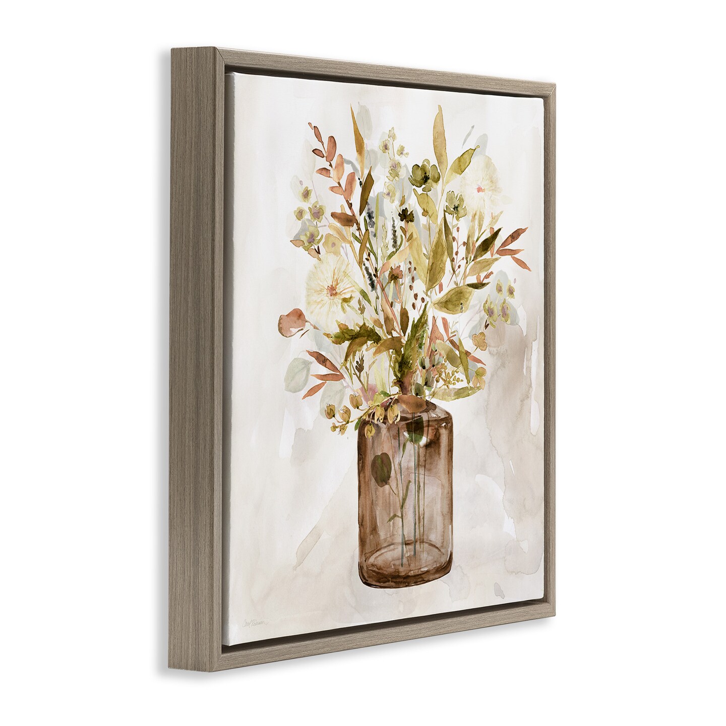 Stupell Industries Earthy Mixed Fall Botanicals Framed Floater Canvas Wall Art