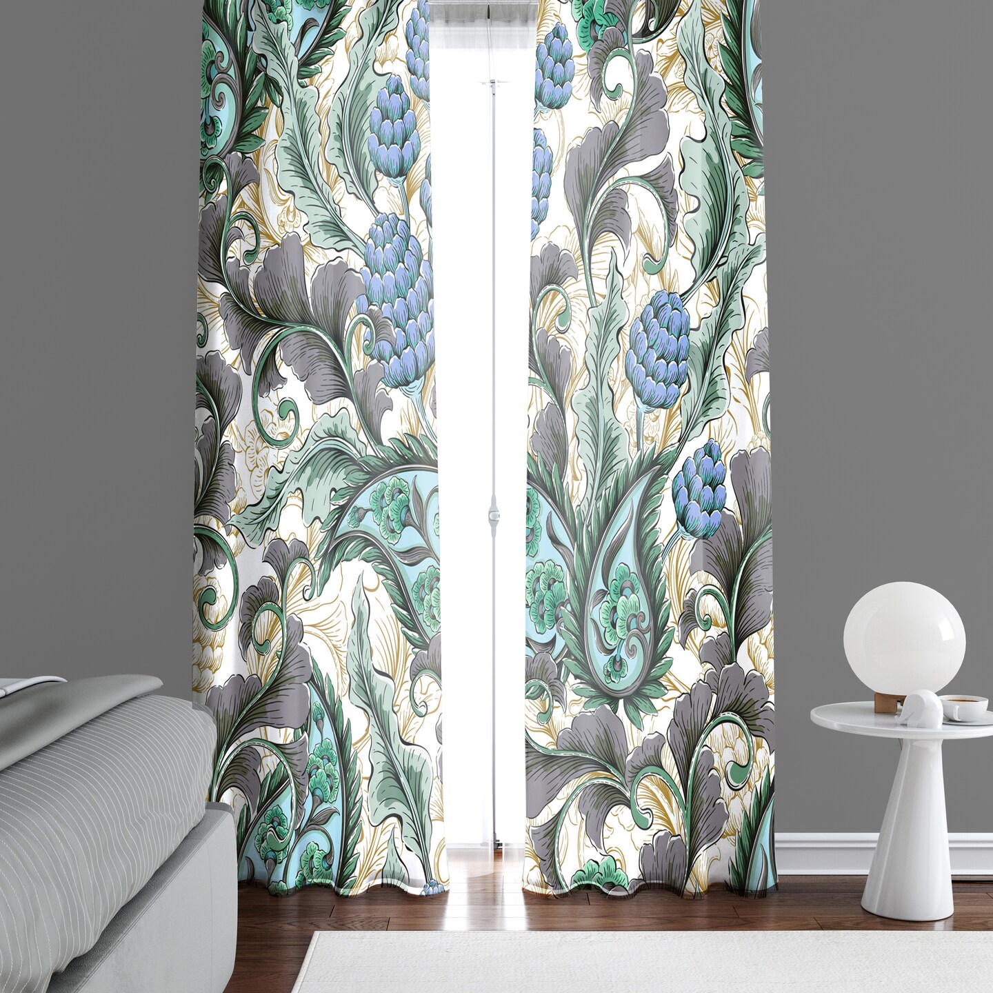 Blue and Green Paisley Boho Window Curtains | Unlined, Lined, Sheer and  Room Darkening Options 00054 | MakerPlace by Michaels