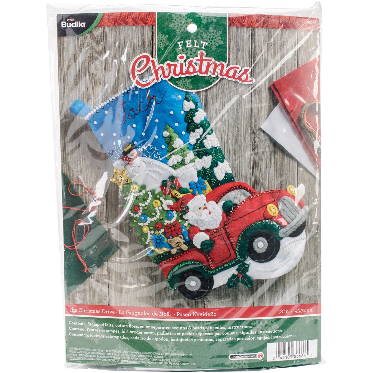 Bucilla Felt Stocking Applique Kit 18&#x22; Long-The Christmas Drive